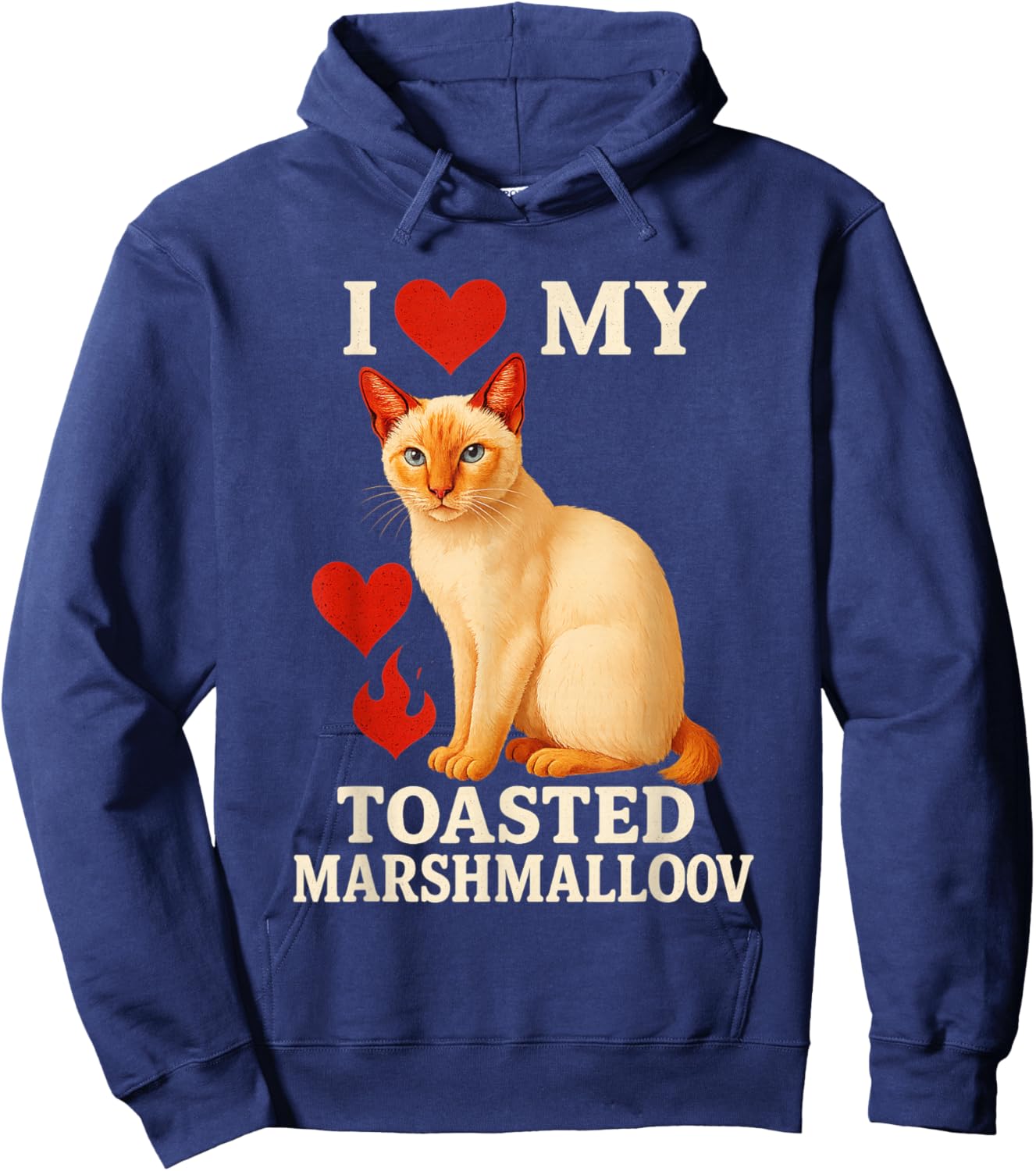 I Love My Toasted Marshmallow Flame Point Siamese Cat Kitten Hoodie - Hoodie | Navy