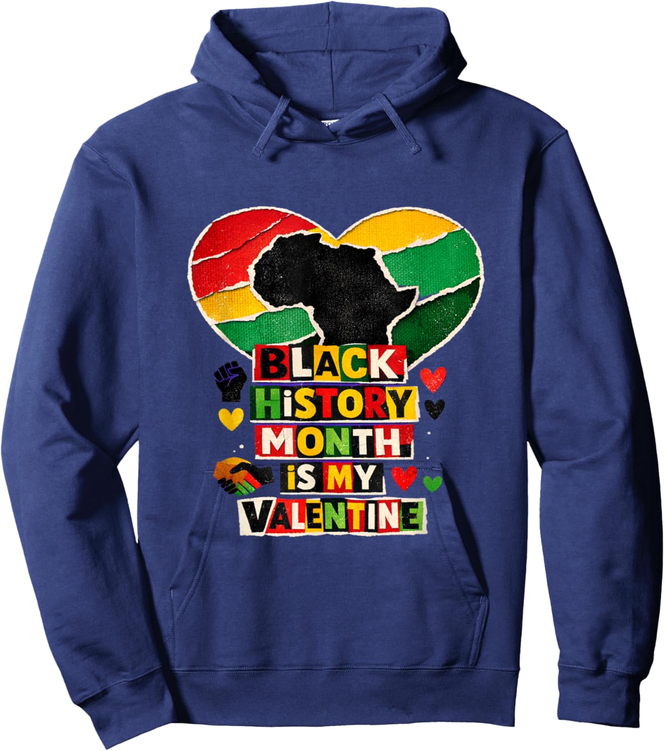 Black History is My Valentine Afro Heart Pride Hoodie - Hoodie | Navy