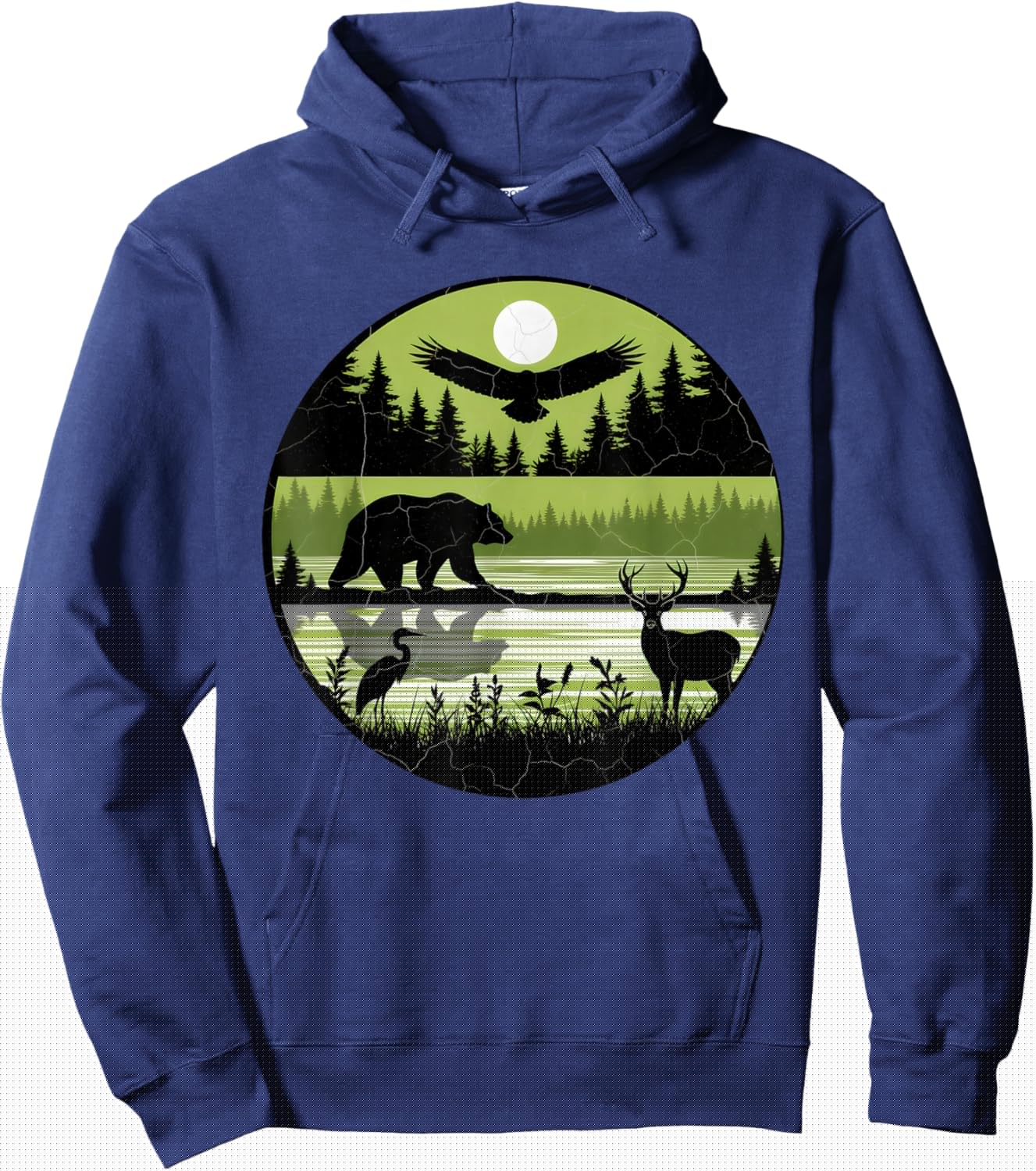 Forest Retro Nature Wildlife Outdoor Vintage Hiking Hoodie - Hoodie | Navy