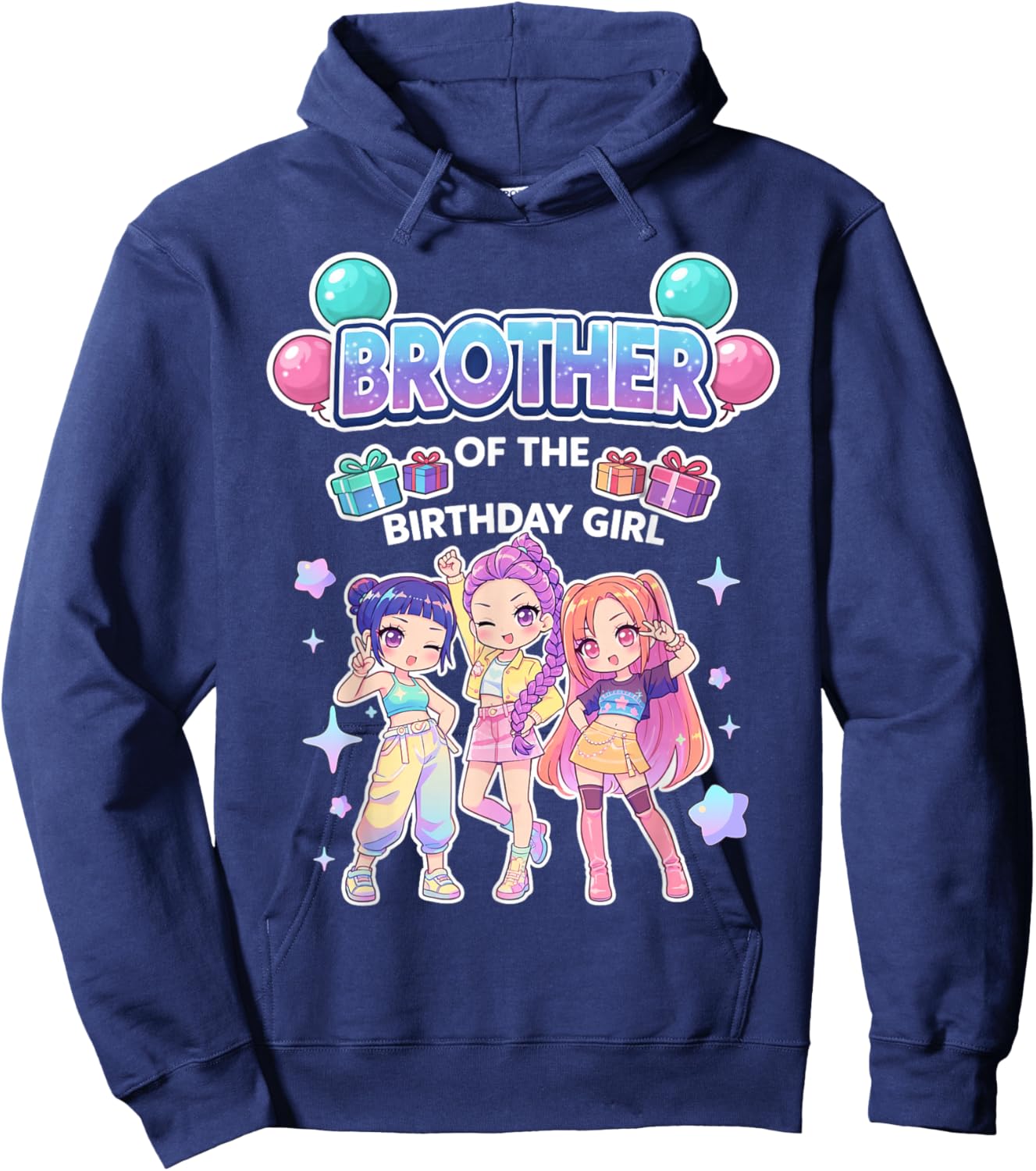 Brother of the Birthday Girl Cute Chibi Funny Korean Pop Hoodie - Hoodie | Navy