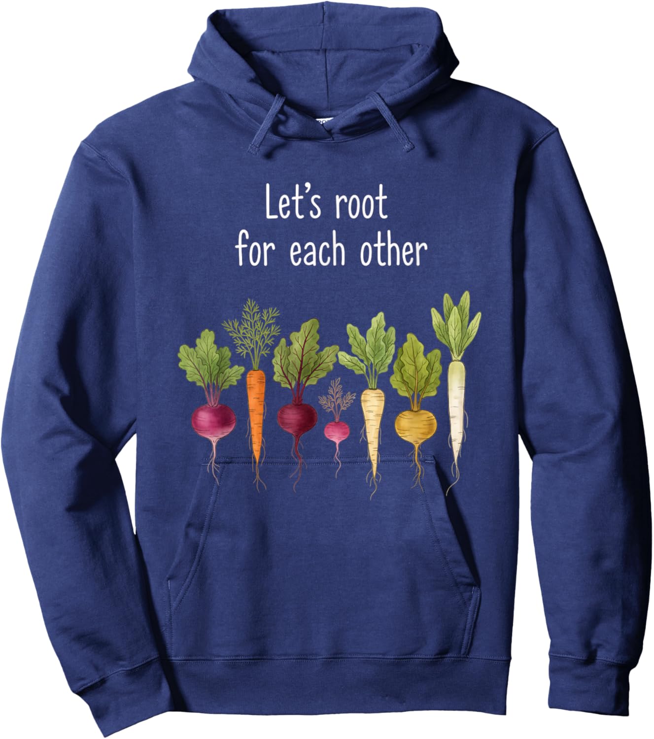 Let's Root for Each Other Vegetable Garden Veggie Wellness Hoodie - Hoodie | Navy