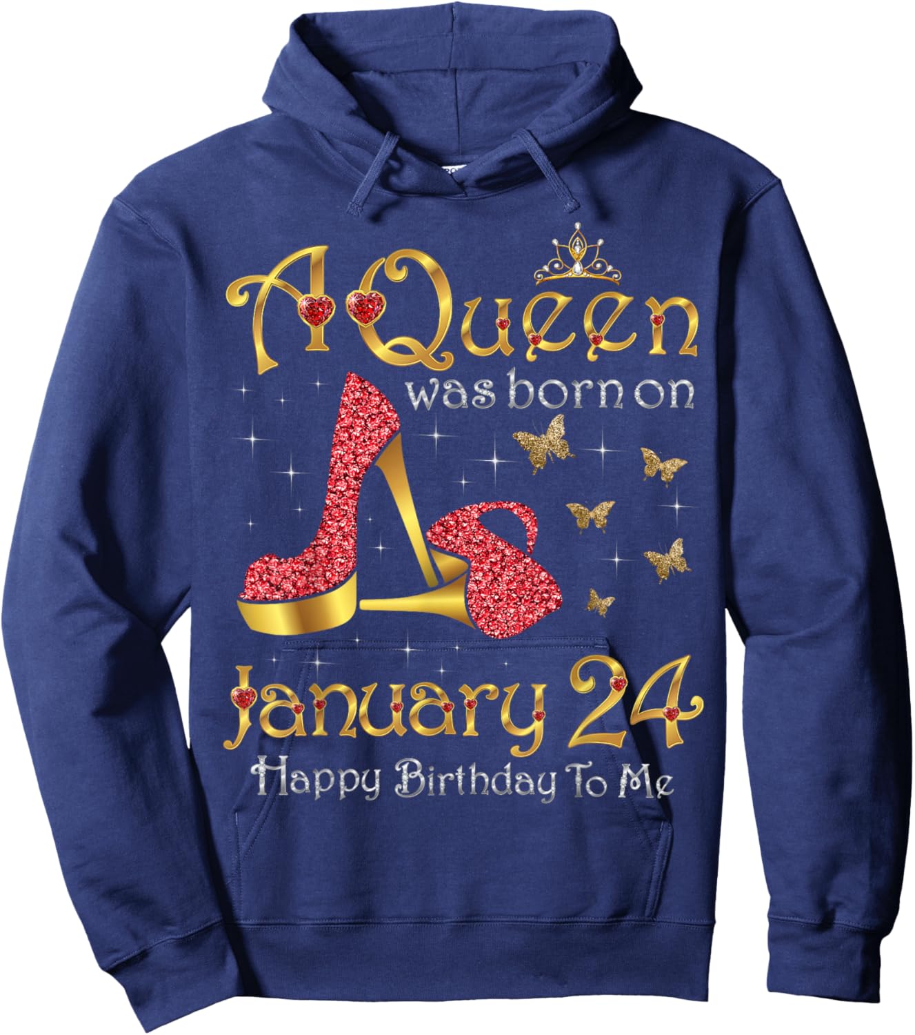 A Queen was Born on January 24, 24th January Birthday Hoodie - Hoodie | Navy