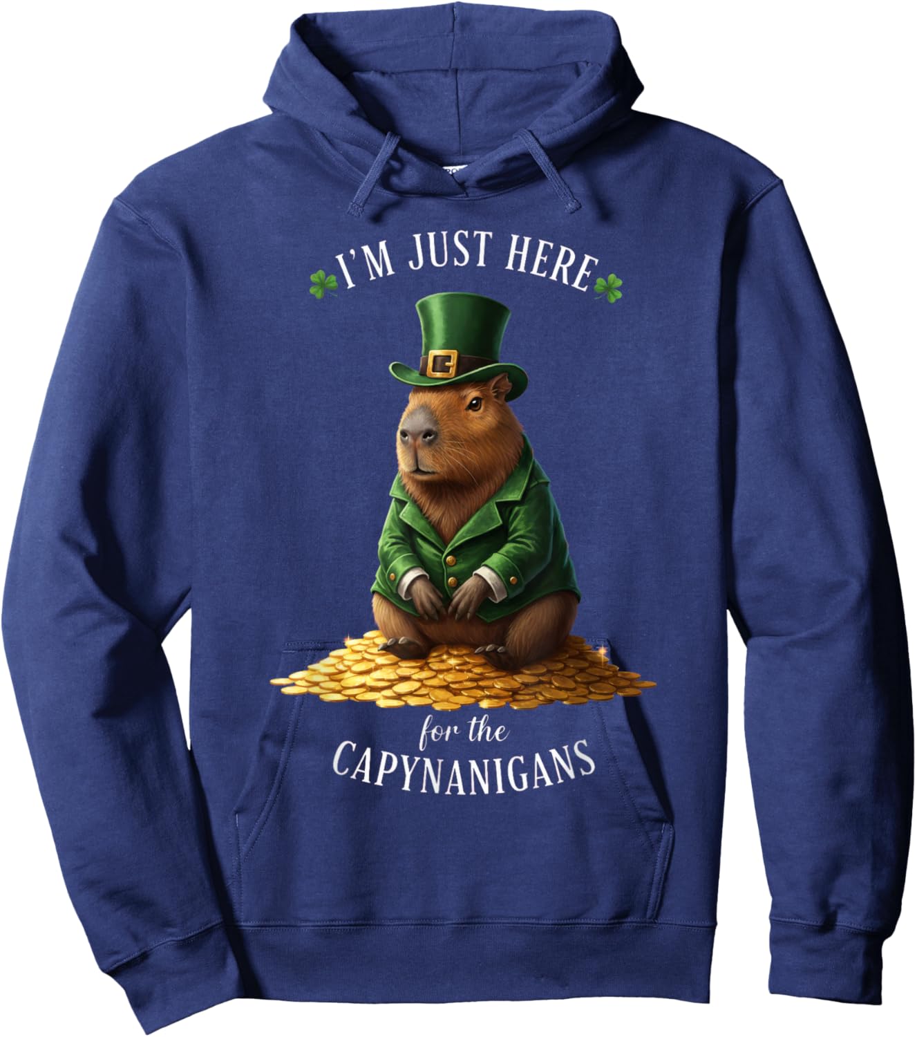 St Patricks Day Capybara Leprechaun Gold Coins Capynanigans Hoodie - Hoodie | Navy