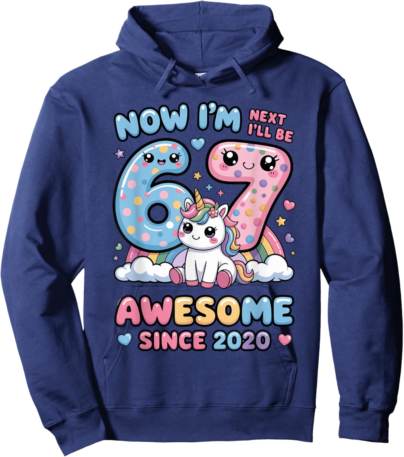 Now I'm 6 Next Year I'll Be 7 6th Brithday Girl for Kid Hoodie - Hoodie | Navy