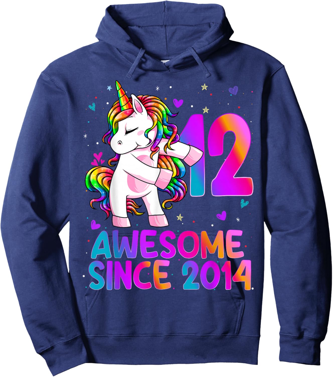 12 Year Old Girl Awesome Since 2014 12th Birthday Girl Hoodie - Hoodie | Navy