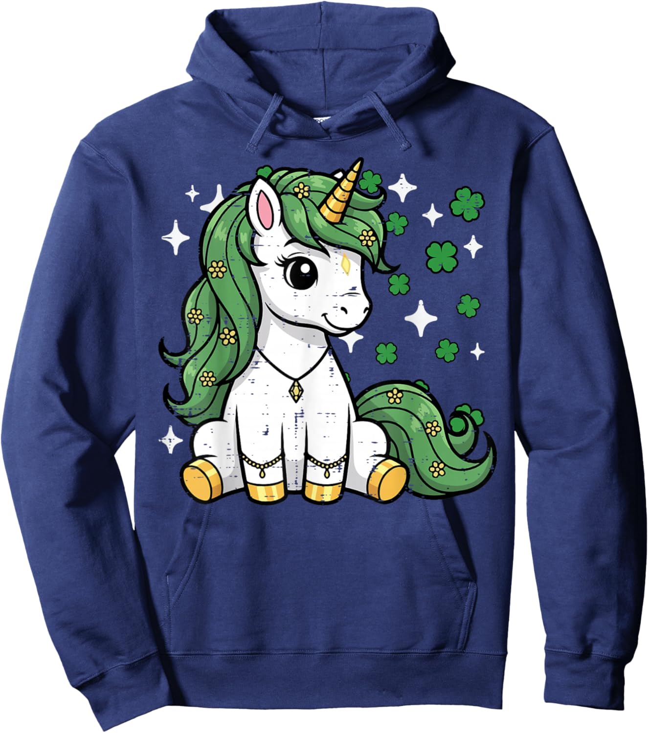 St Patricks Day Unicorn Cute Saint Pattys Girls Kids Toddler Hoodie - Hoodie | Navy