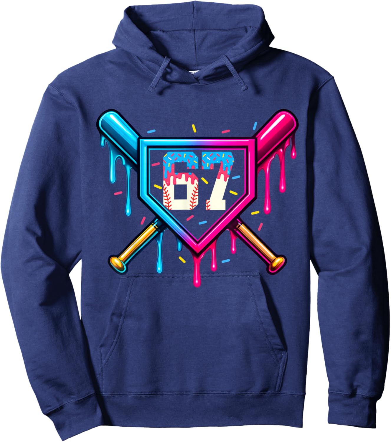 67 Ice Cream Drip Meme Six Seven Gen Alpha Slang Hoodie - Hoodie | Navy