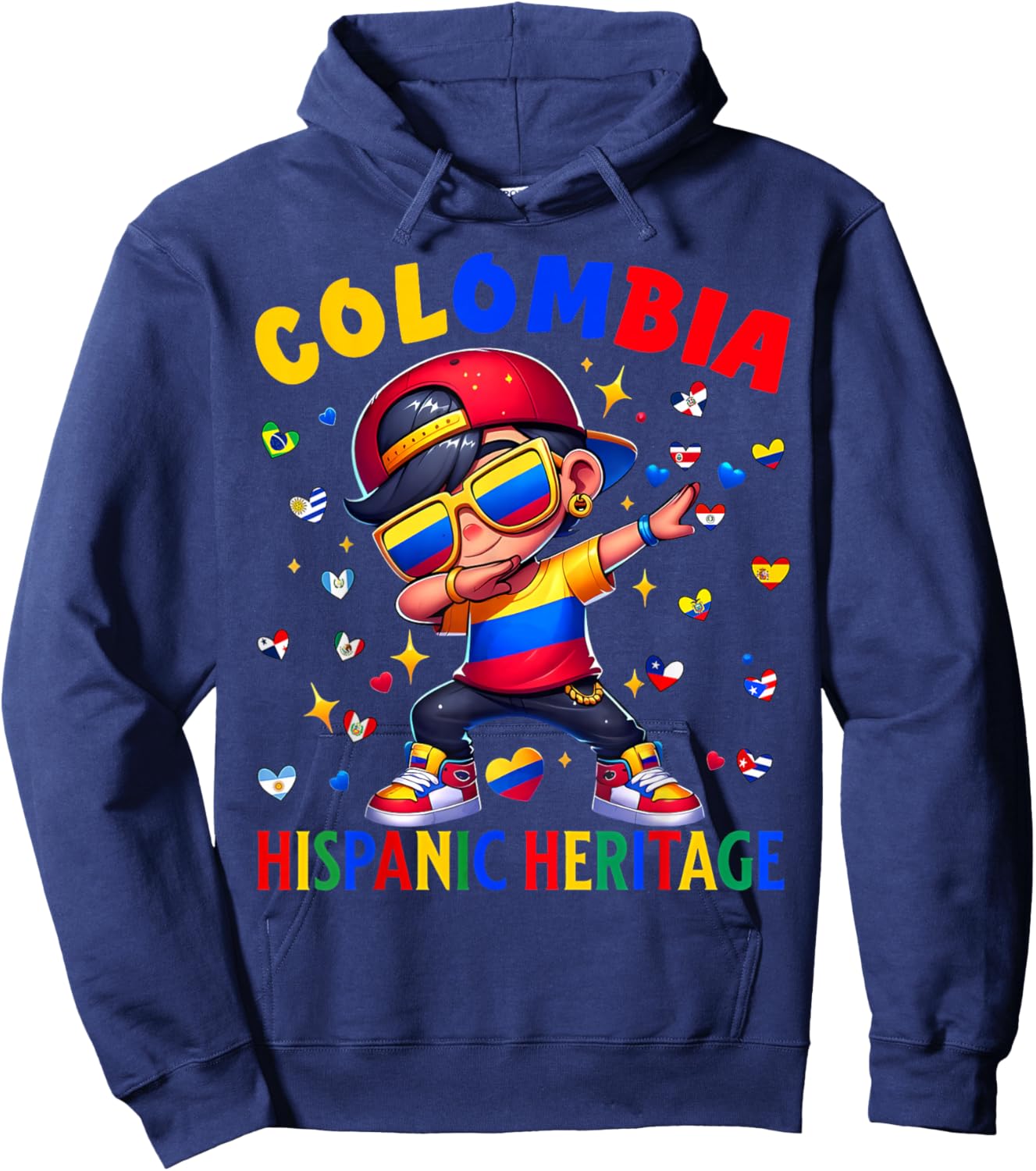 Hispanic Heritage Month Colombia Flag Colombian Boy Kids Hoodie - Hoodie | Navy