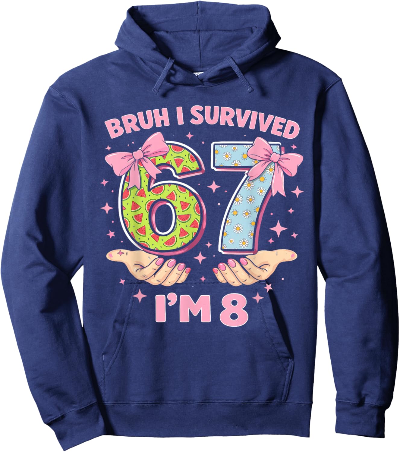 Bruh I Survived 6 and 7 Now I'm 8 Birthday Hoodie - Hoodie | Navy