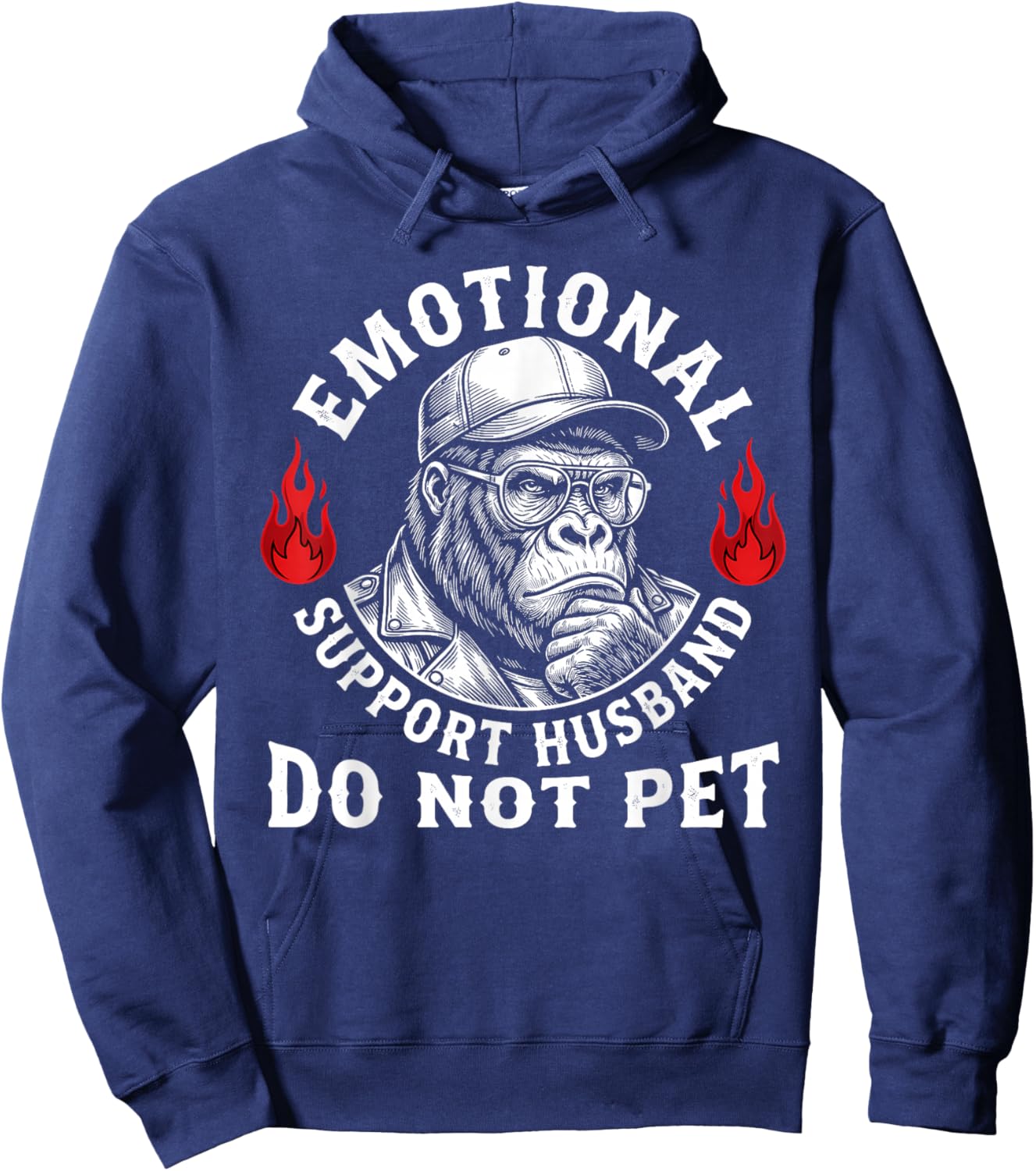 Emotional Support Husband Do Not Pet Funny Quote Hoodie - Hoodie | Navy