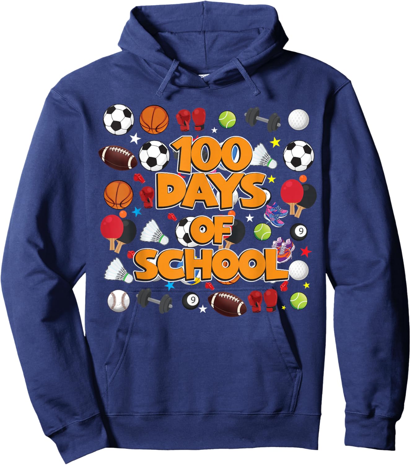 Happy 100 Days of School PE Teachers Kids Boys Girls Hoodie - Hoodie | Navy