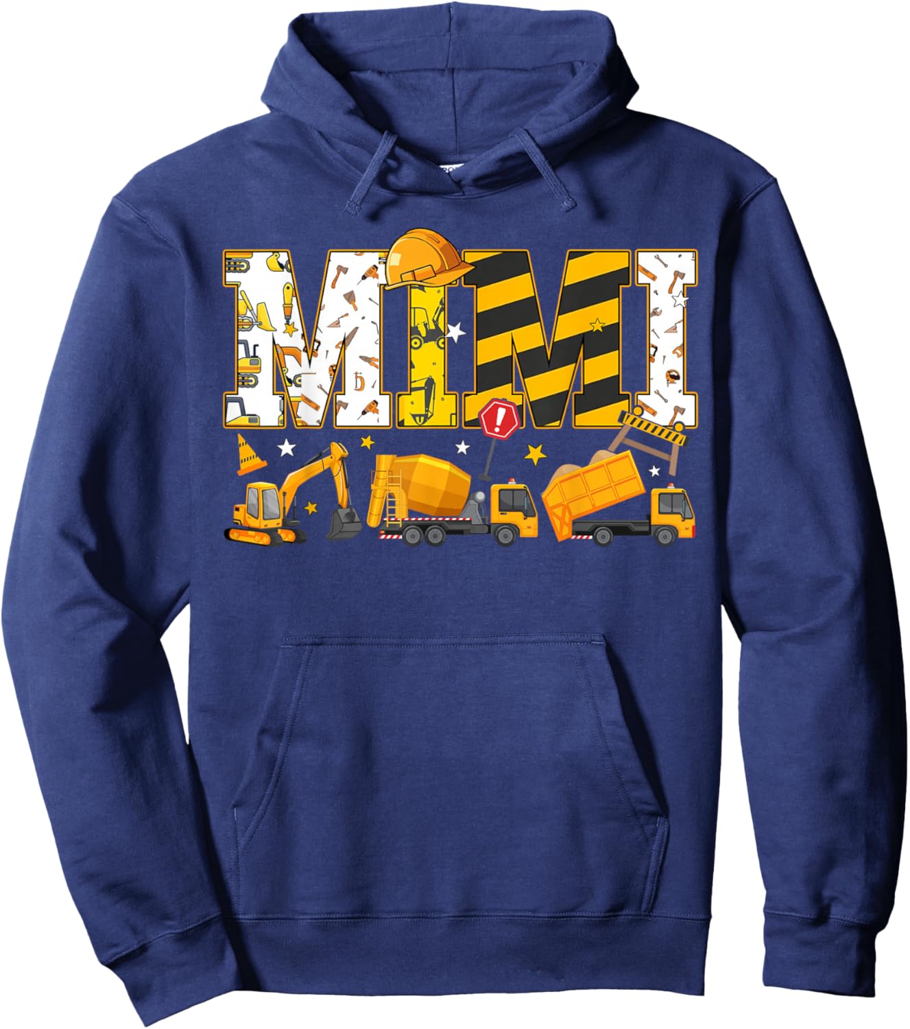 Mimi Construction Excavator Kids Matching Family Party Hoodie - Hoodie | Navy