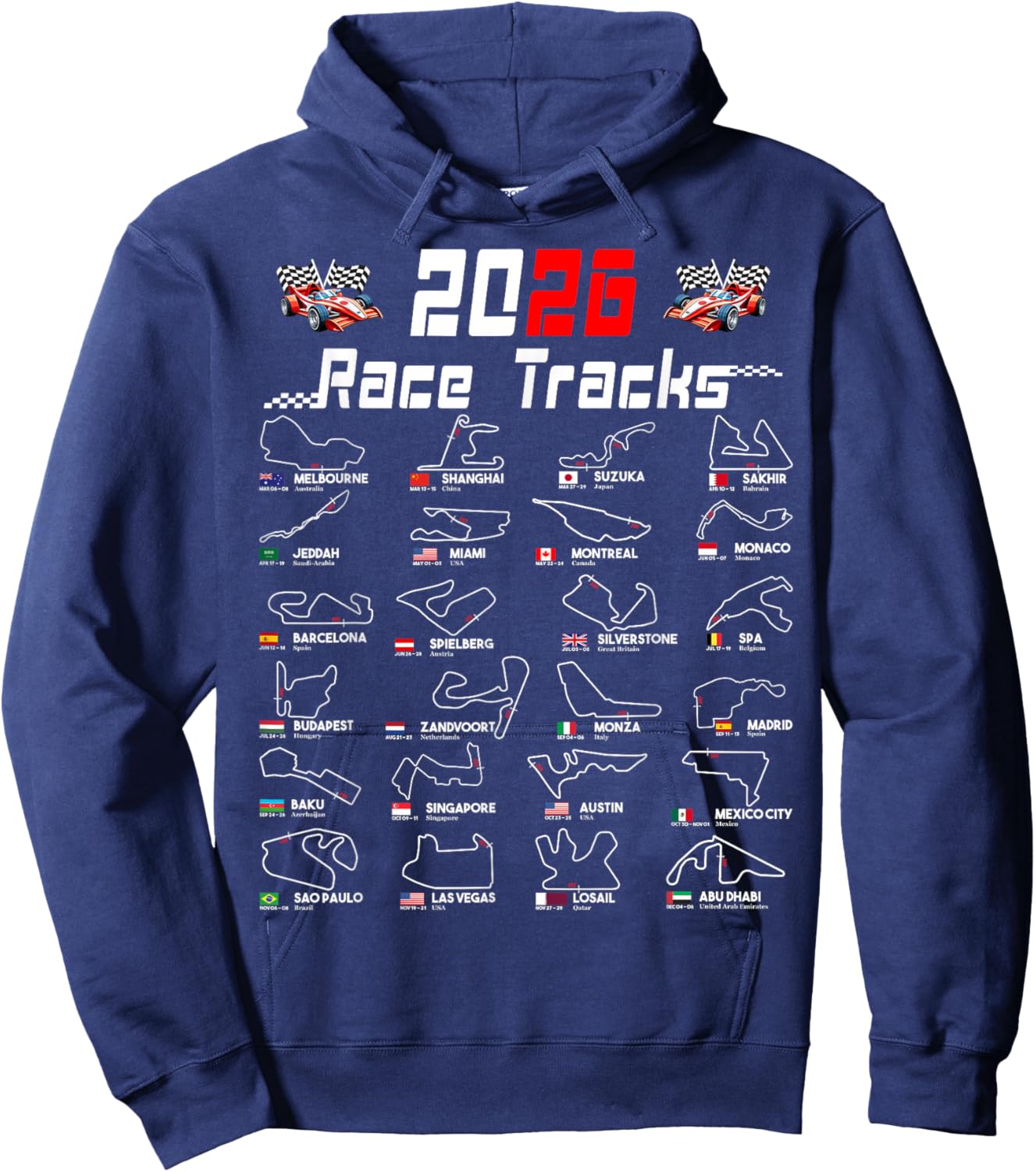 2026 Motorsport Racing Car Schedule Hoodie - Hoodie | Navy
