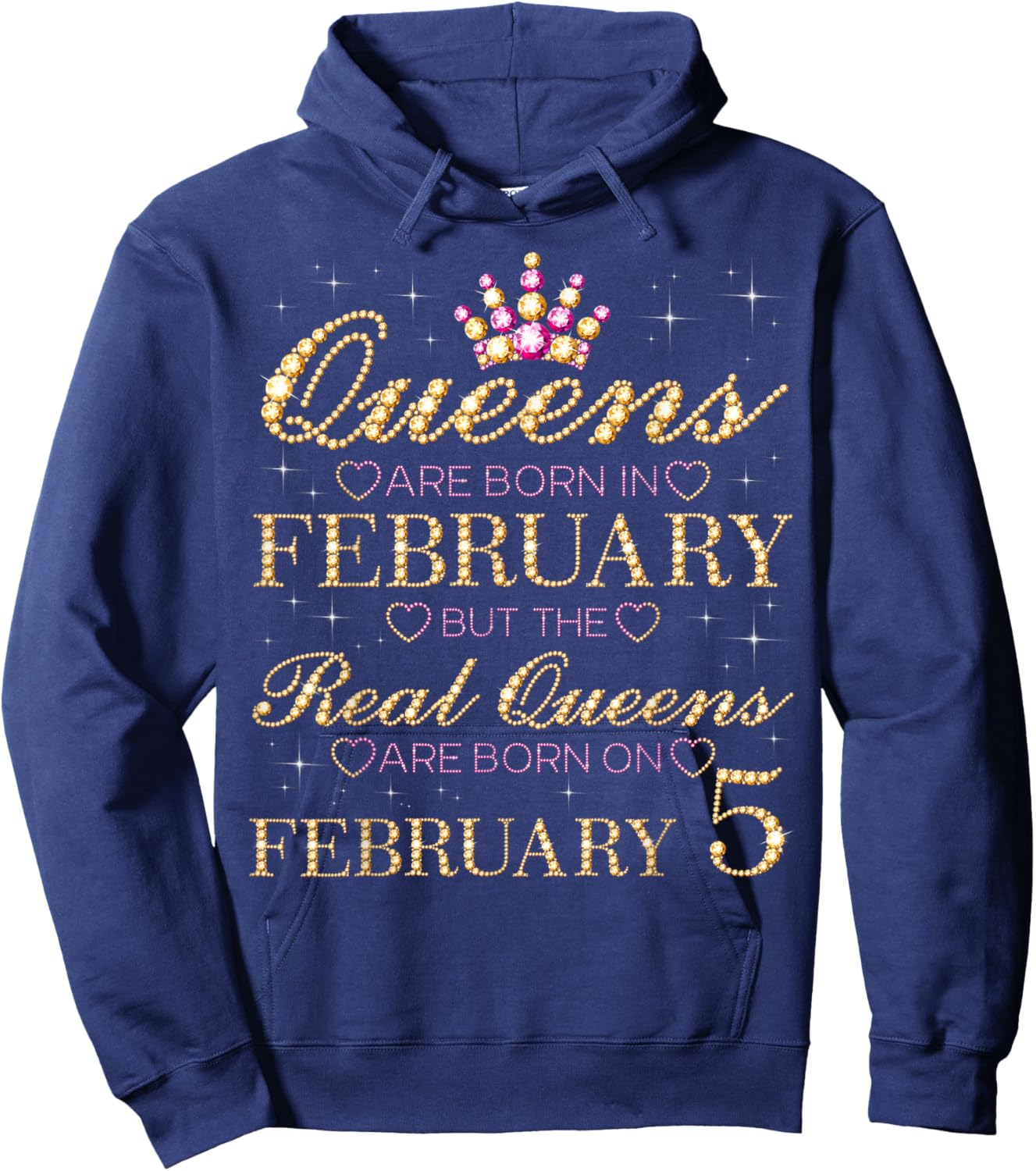 Real Queens are Born On February 5, 5th February Birthday Hoodie - Hoodie | Navy