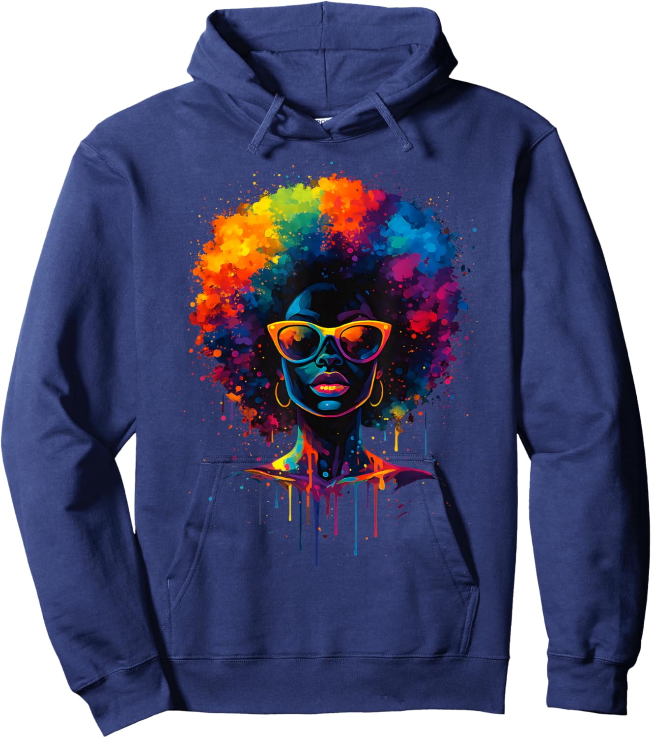 Black History Juneteenth Black Women Afro Melanin Dripping Hoodie - Hoodie | Navy