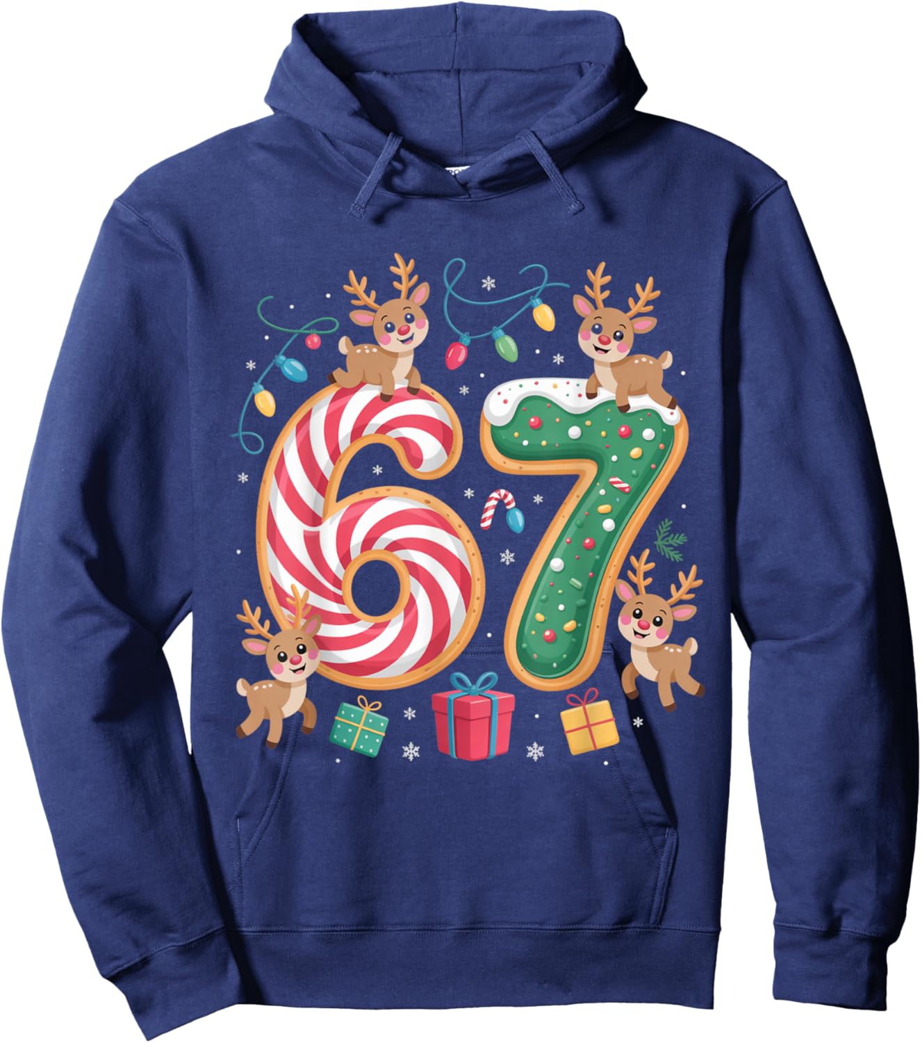 Christmas 67 Funny Xmas Six Seven Ugly Sweater 6-7 Hoodie - Hoodie | Navy