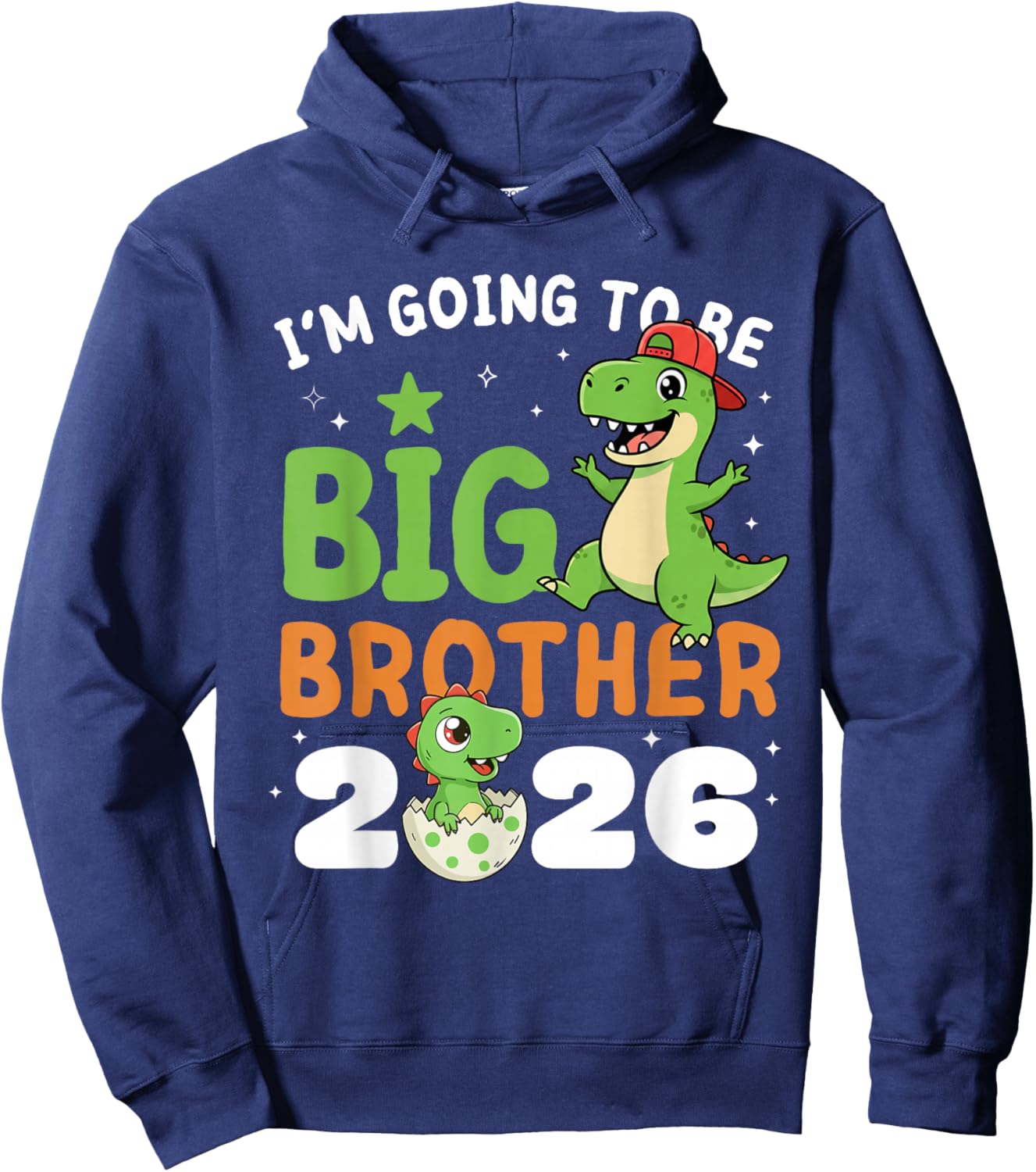 Kids I'm Going to Be Big Brother 2026 Cute T-rex Dinosaur Hoodie - Hoodie | Navy