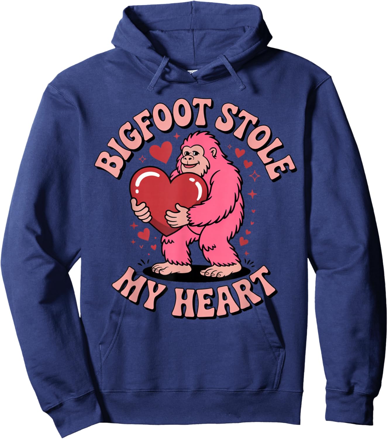 Bigfoot Stole My Heart Cute Valentine Love Humor Hoodie - Hoodie | Navy
