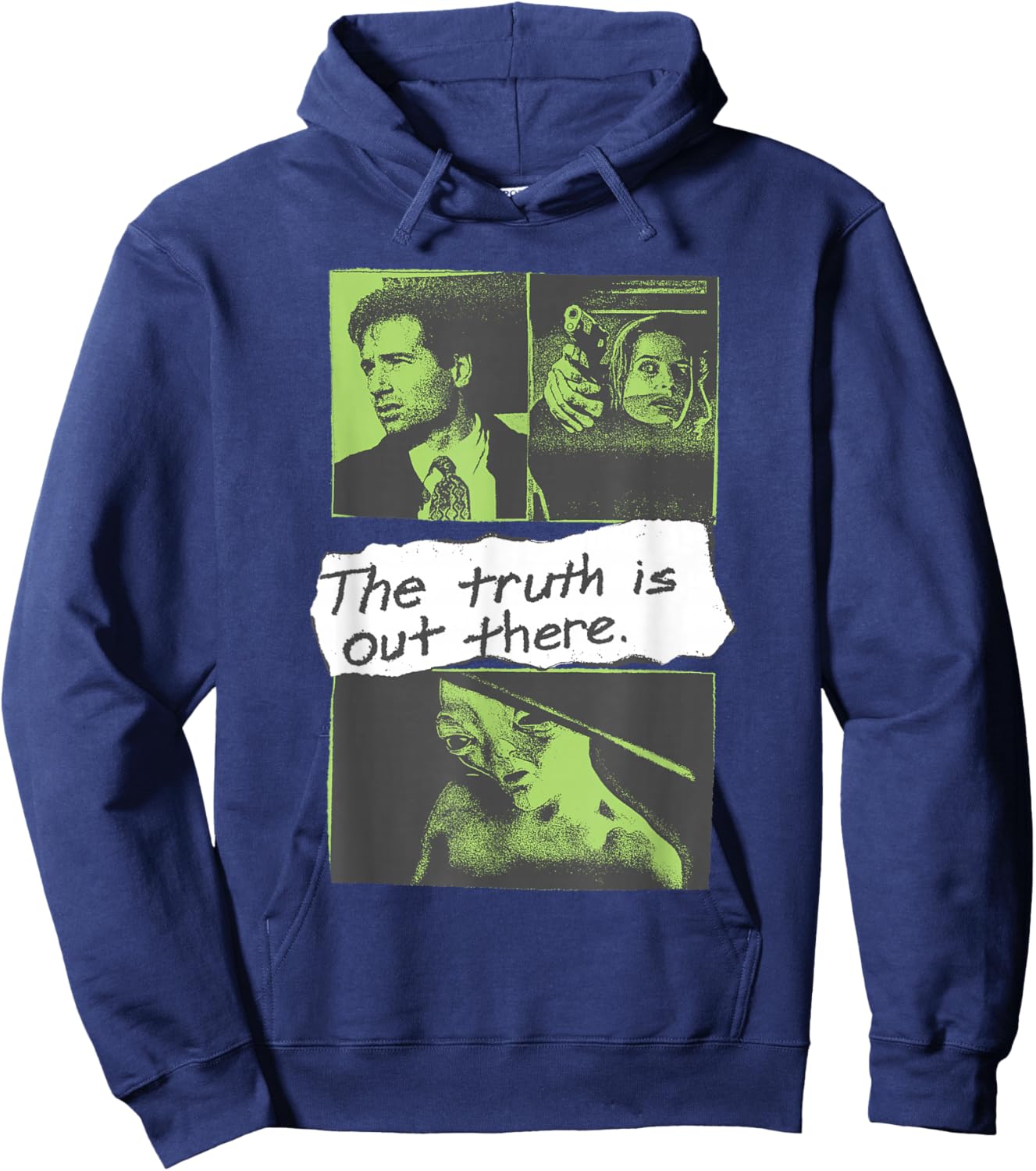 X-Files Front and Back Truth is Out There Alien 90's TV Show Hoodie - Hoodie | Navy