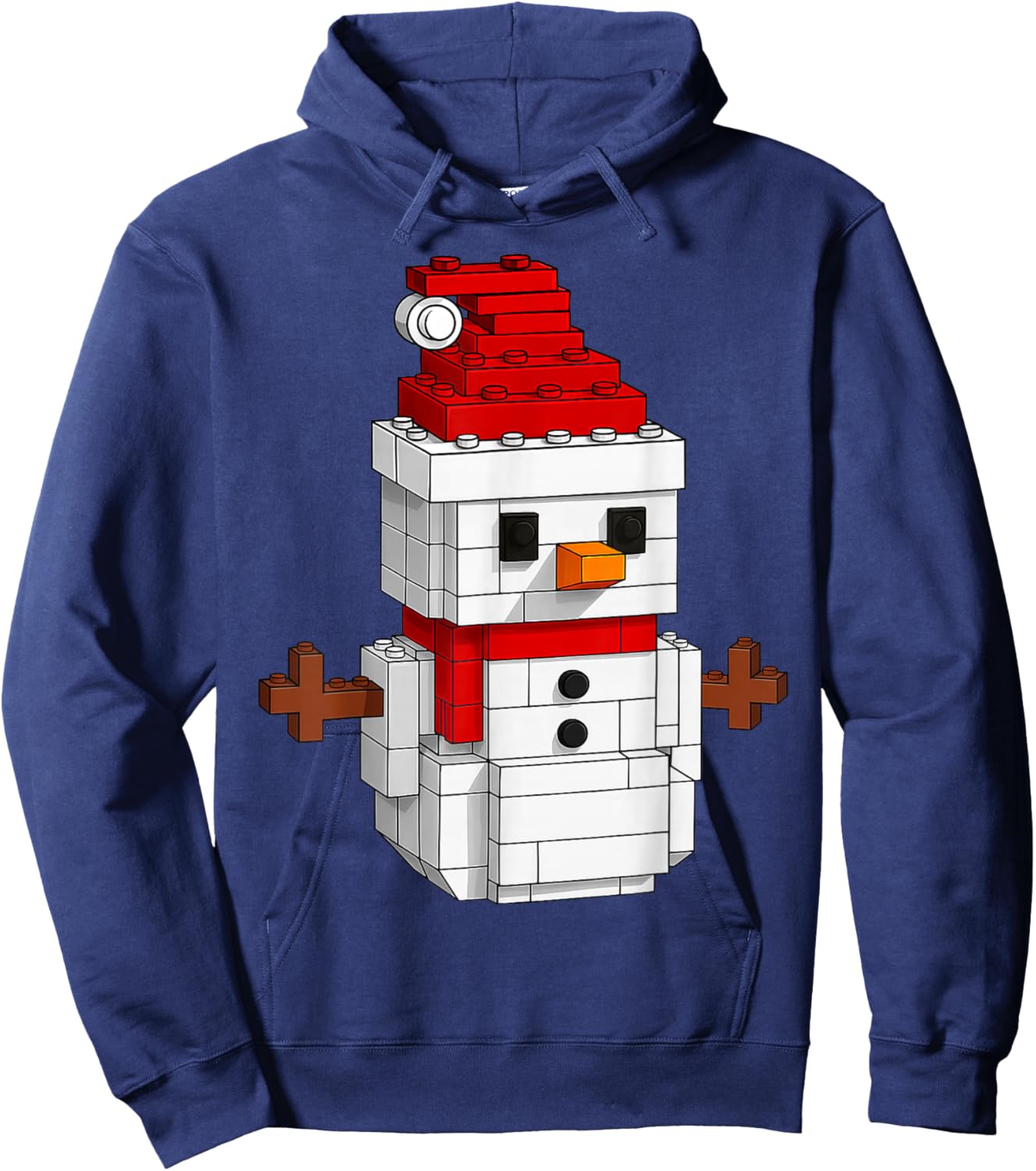 Snowman Building Block Master Builders Merry Christmas Kids Hoodie - Hoodie | Navy