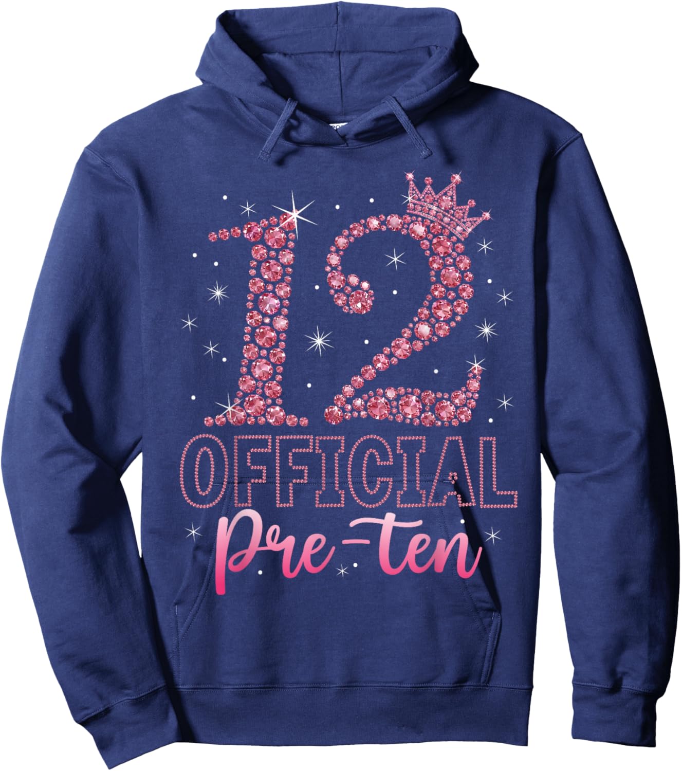 12 Official Pre-Teen Pink Crown Happy 12th Birthday for Girl Hoodie - Hoodie | Navy
