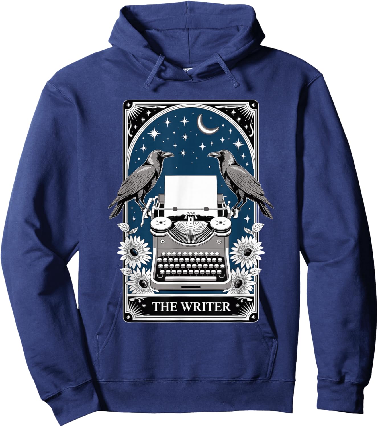 The Writer Typewriter Crow Writing Journalist Book Writer Hoodie - Hoodie | Navy