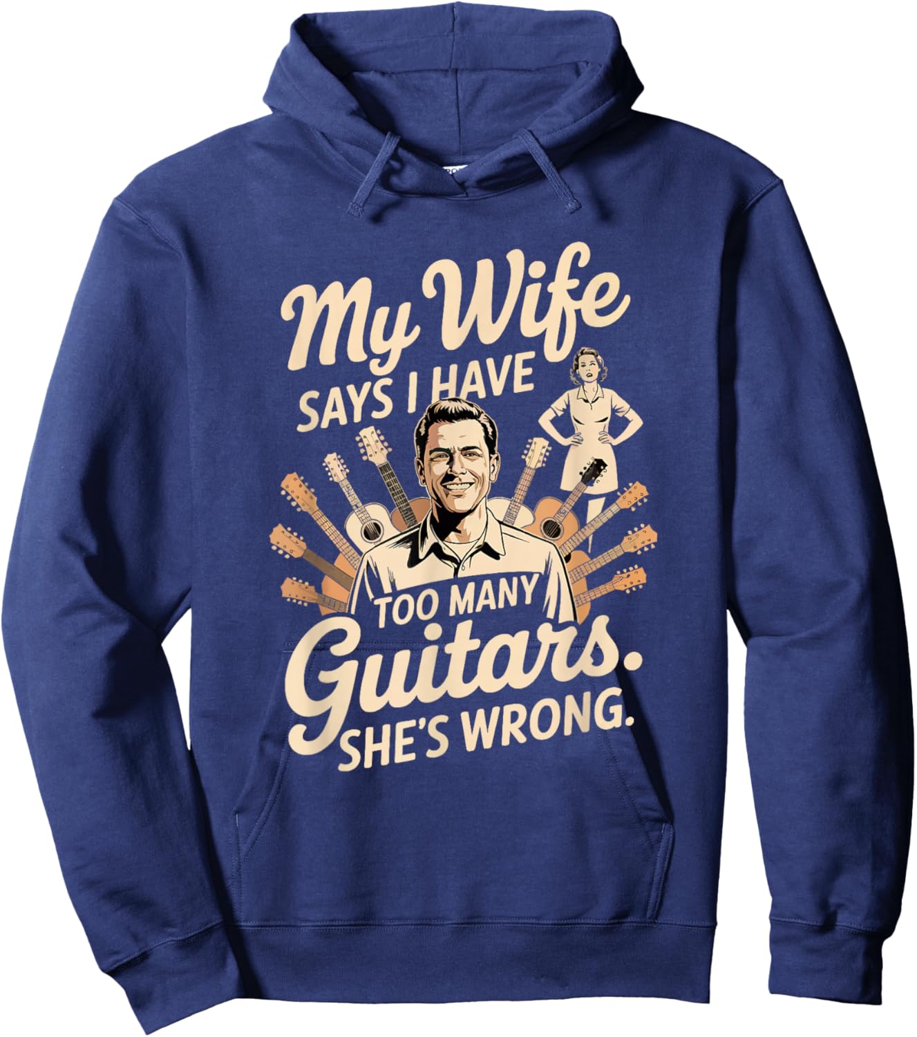 Bass Guitar Acoustic Guitar Player Hoarding Guitars Hoodie - Hoodie | Navy