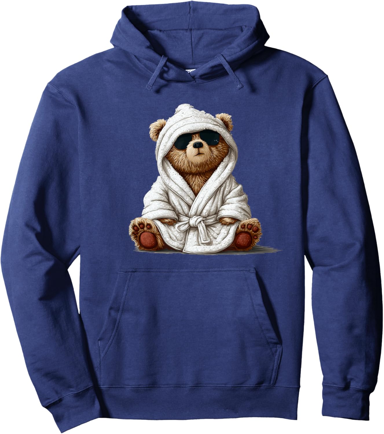 Cool Looking Teddy Bear in Bathrobe for Adults and Kids Hoodie - Hoodie | Navy