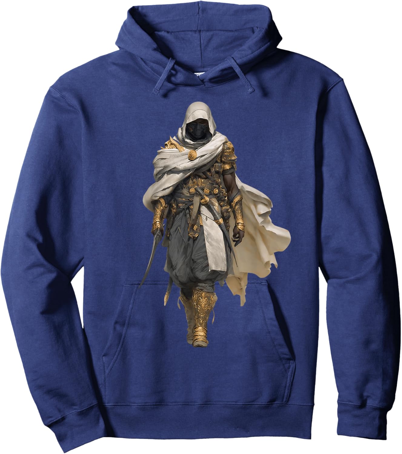 African Assassin Cloaked Desert Warrior White Cape Mythic Hoodie - Hoodie | Navy