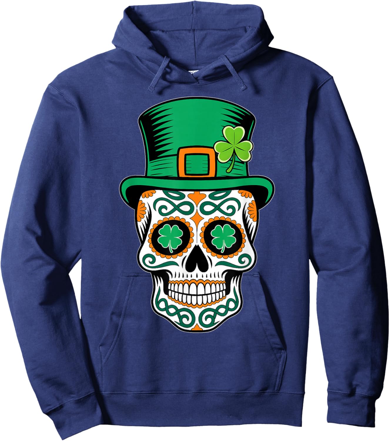 St Patricks Day Sugar Skull Saint Pattys Paddys Men Women Hoodie - Hoodie | Navy