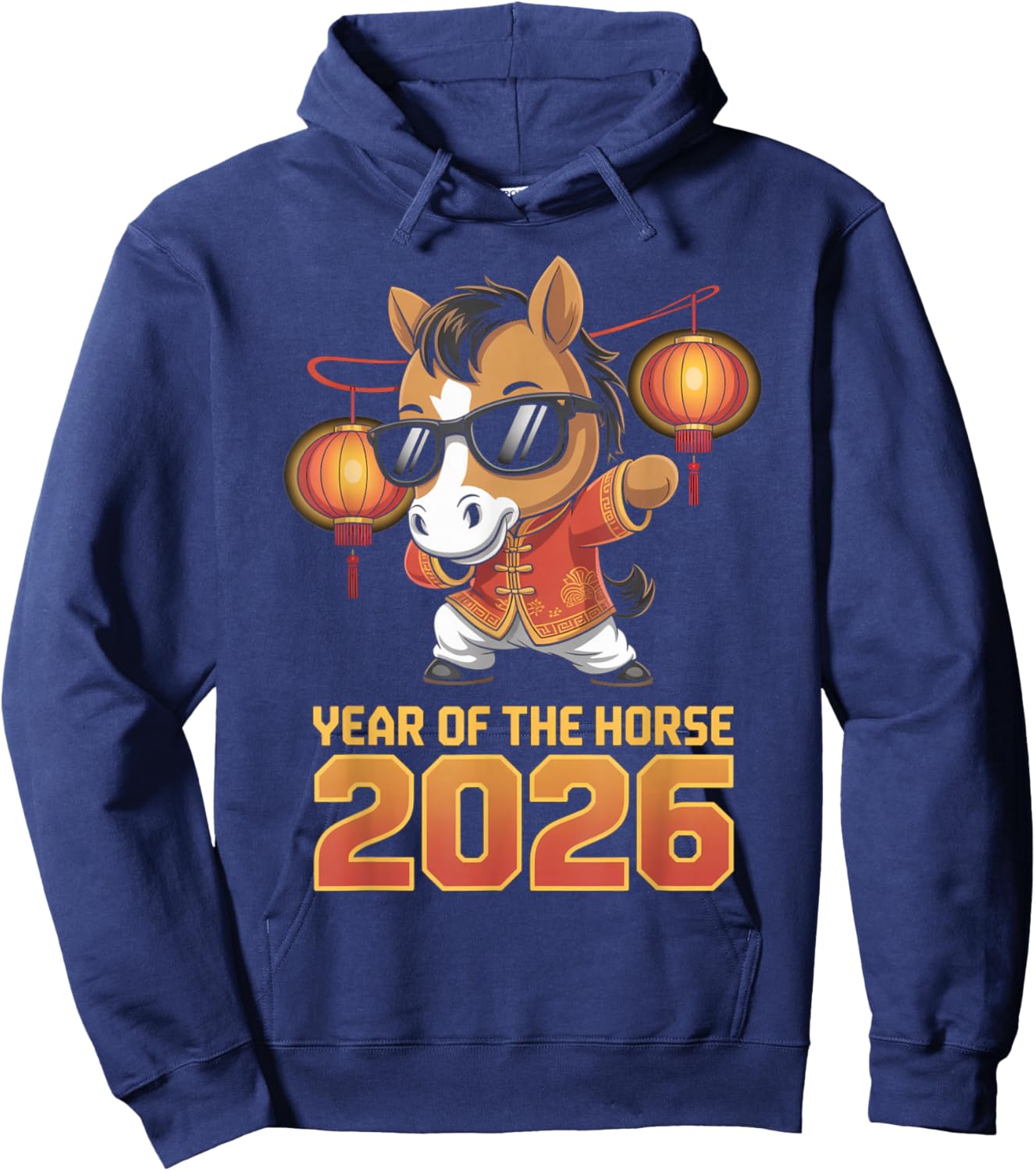 Year of The Horse 2026 Dab Dance Horse Lanterns Kids Men Hoodie - Hoodie | Navy