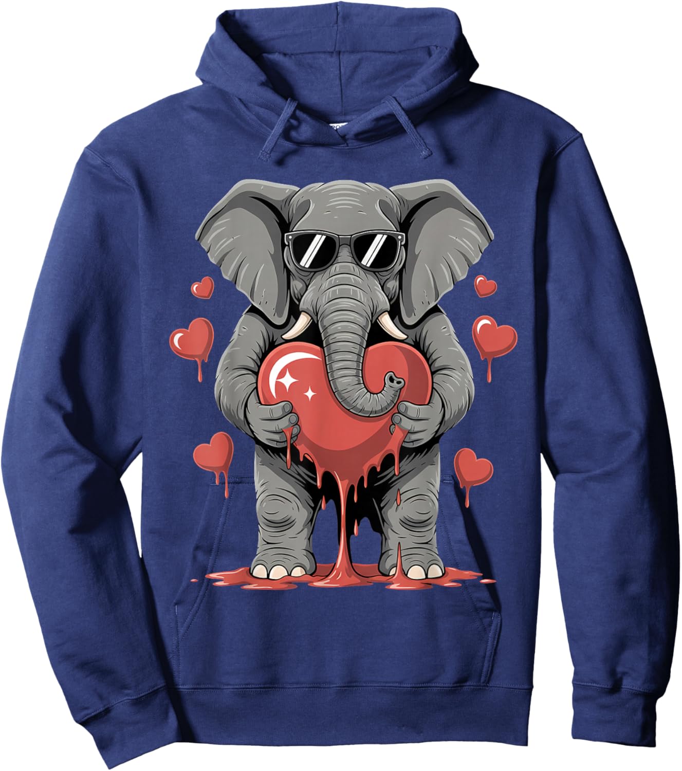 Valentines Day Cute Valentine Elephant Lover Hoodie - Hoodie | Navy