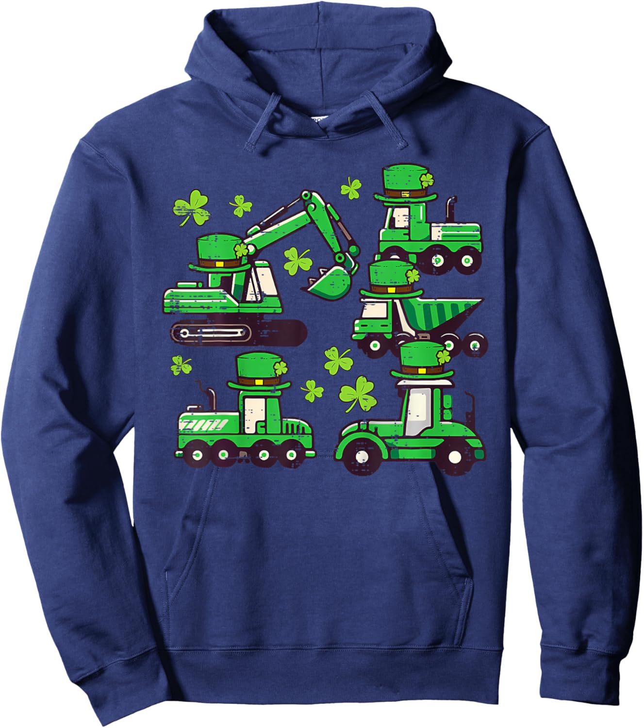 St Patricks Day Construction Saint Pattys Boys Kids Hoodie - Hoodie | Navy