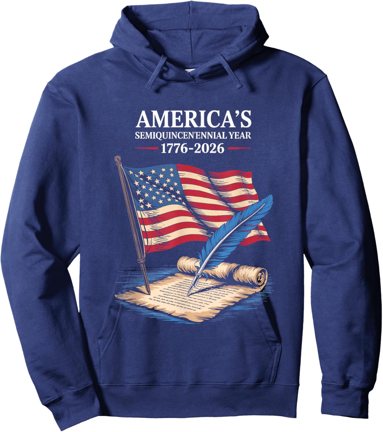 USA Flag 250 Years Independence Day 1776-2026 4th July Hoodie - Hoodie | Navy