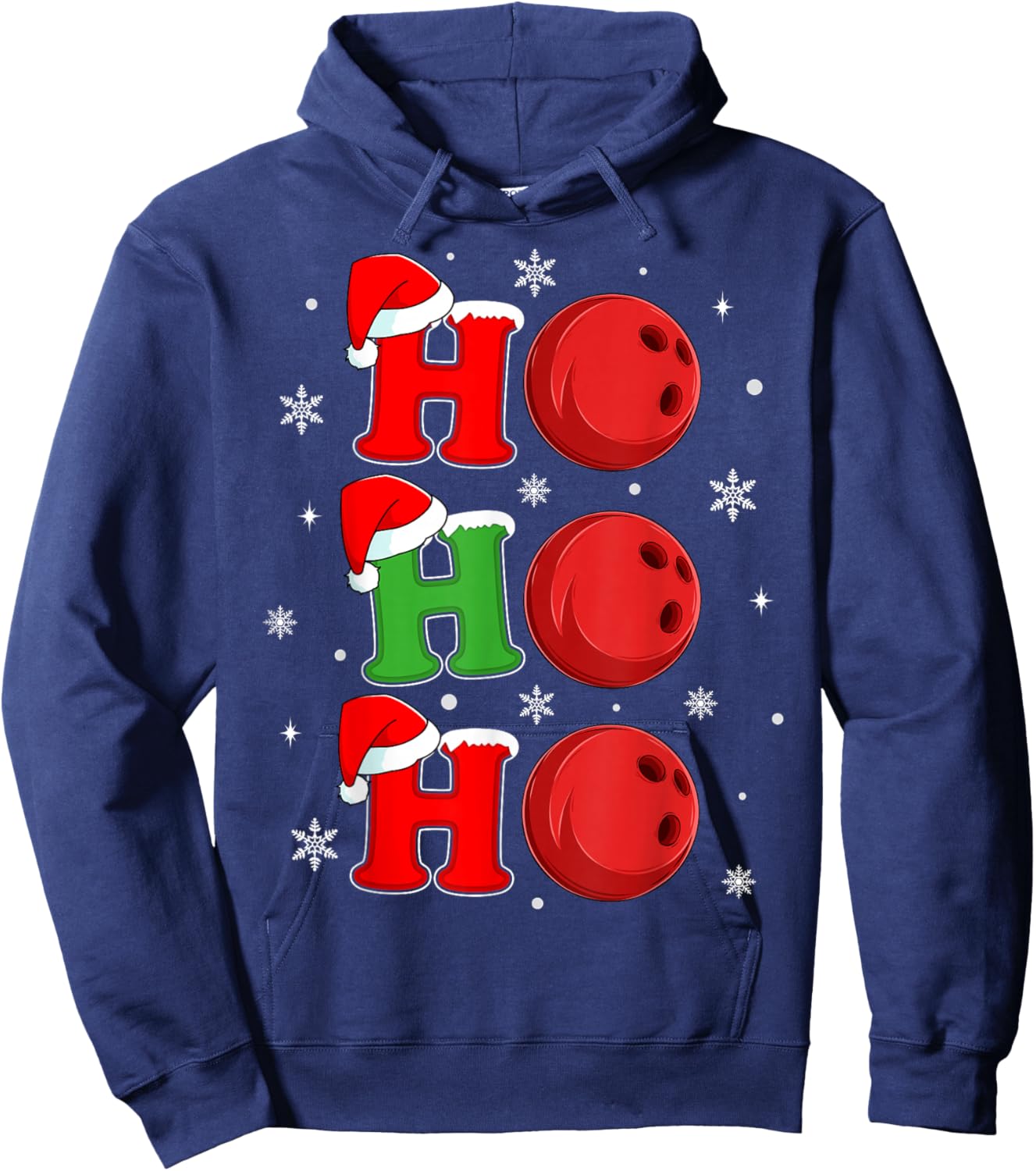 Ho Ho Ho Santa Bowling Ball Christmas Sports Player Xmas Hoodie - Hoodie | Navy