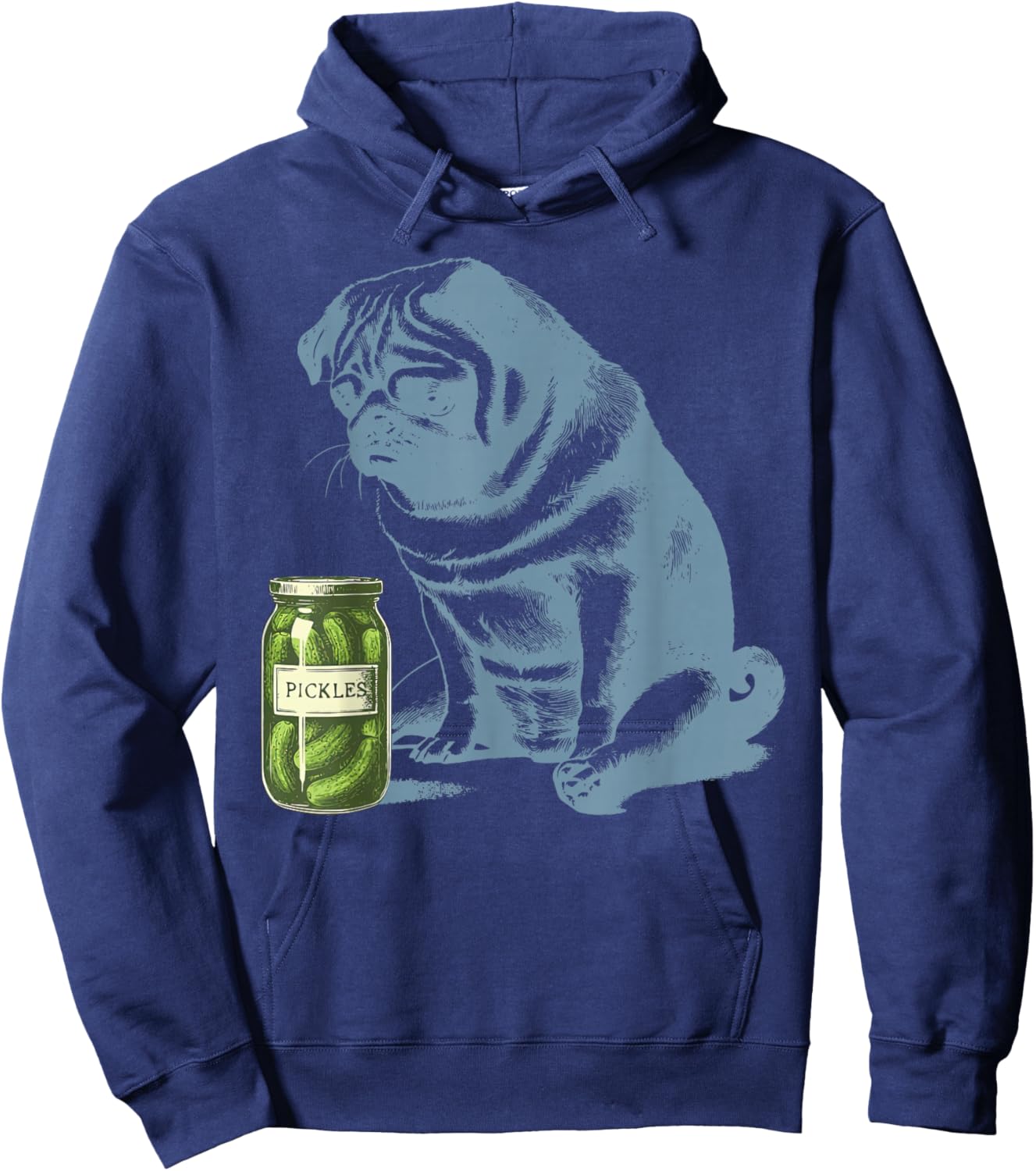 Vintage Pug Dog Pickle Jar Vegetarian Vegetable Pet Lover Hoodie - Hoodie | Navy
