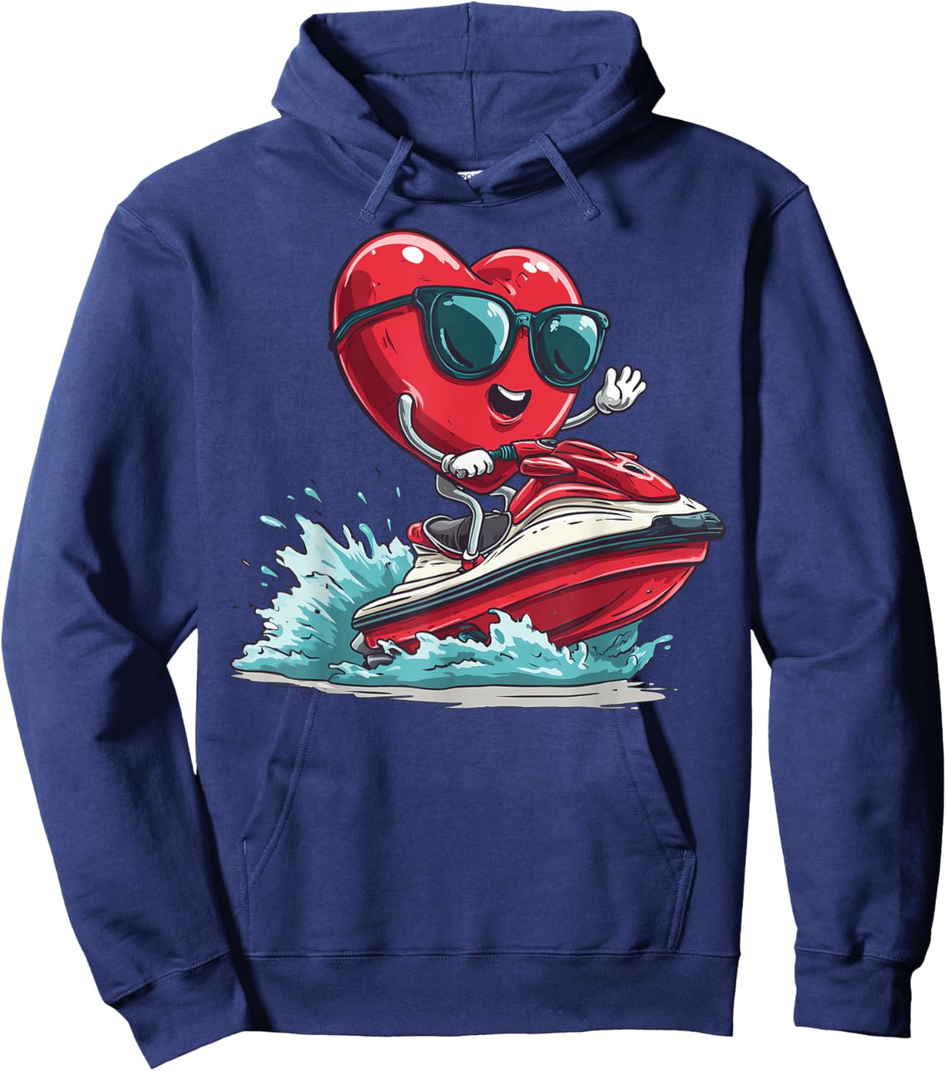 Jet Ski Heart Jet Skiing Valentine's Day Sunglasses Hoodie - Hoodie | Navy