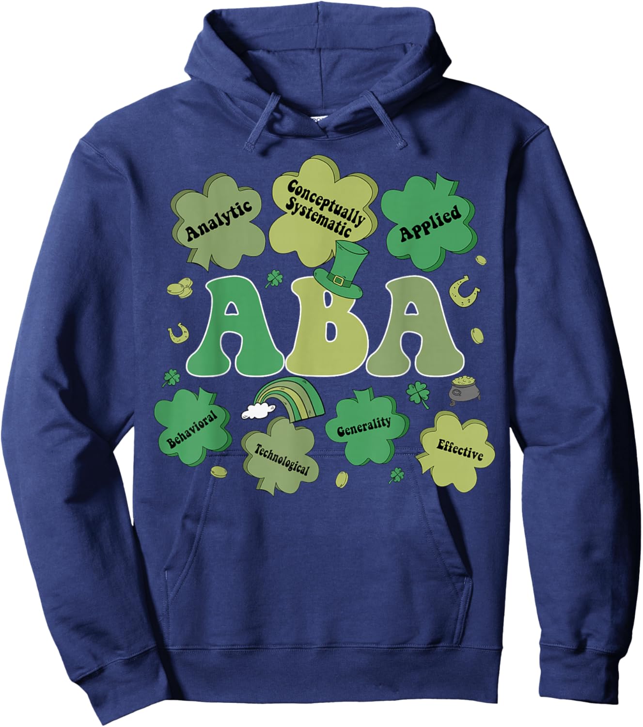 ABA Therapy Shamrock Lucky Therapist St Patricks Day Hoodie - Hoodie | Navy
