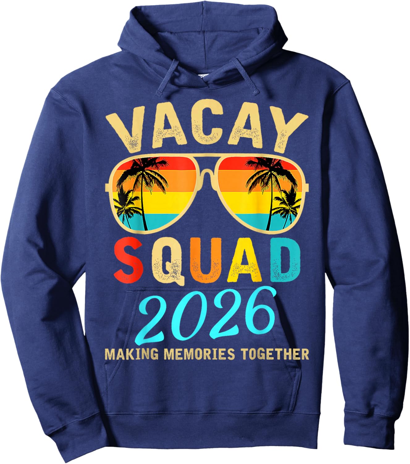 Vacay Squad 2026 Summer Vacation Family Friends Trip Palm Hoodie - Hoodie | Navy