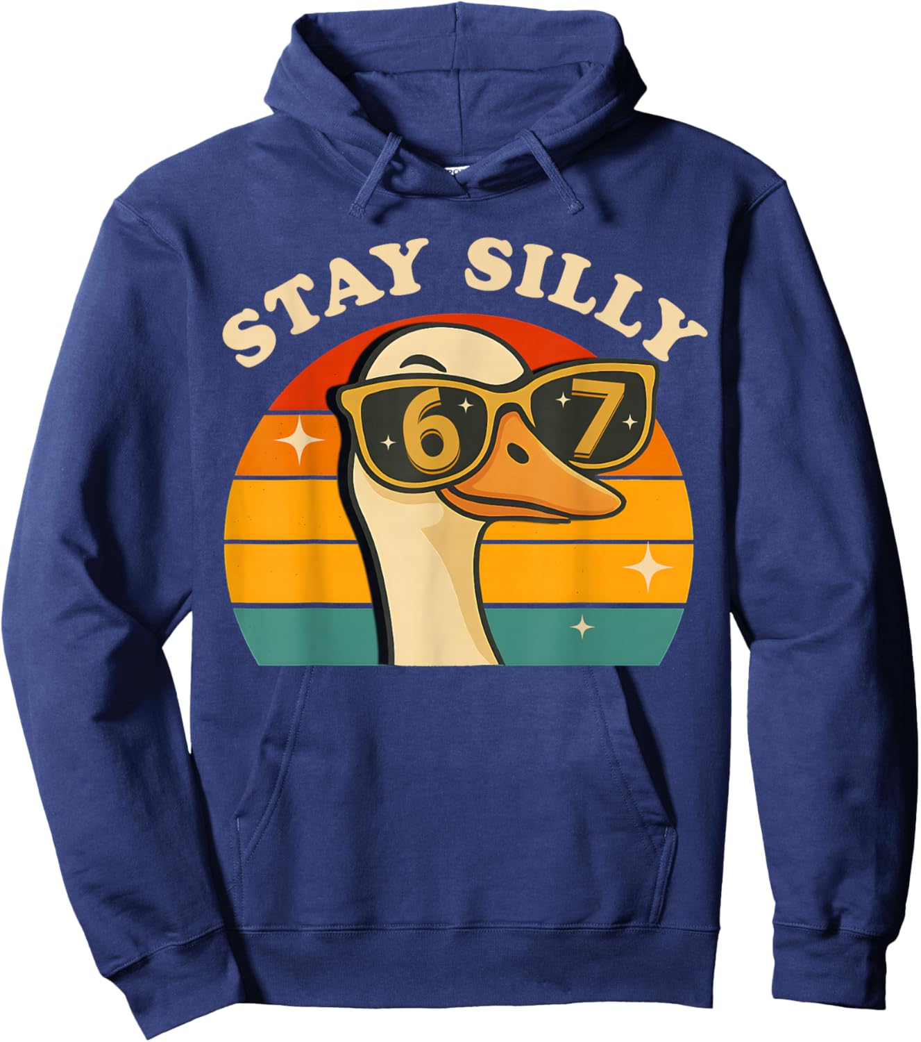 Funny Silly Goose 67 Boys Kids 6 7 Meme Six Seven Retro 70s Hoodie - Hoodie | Navy