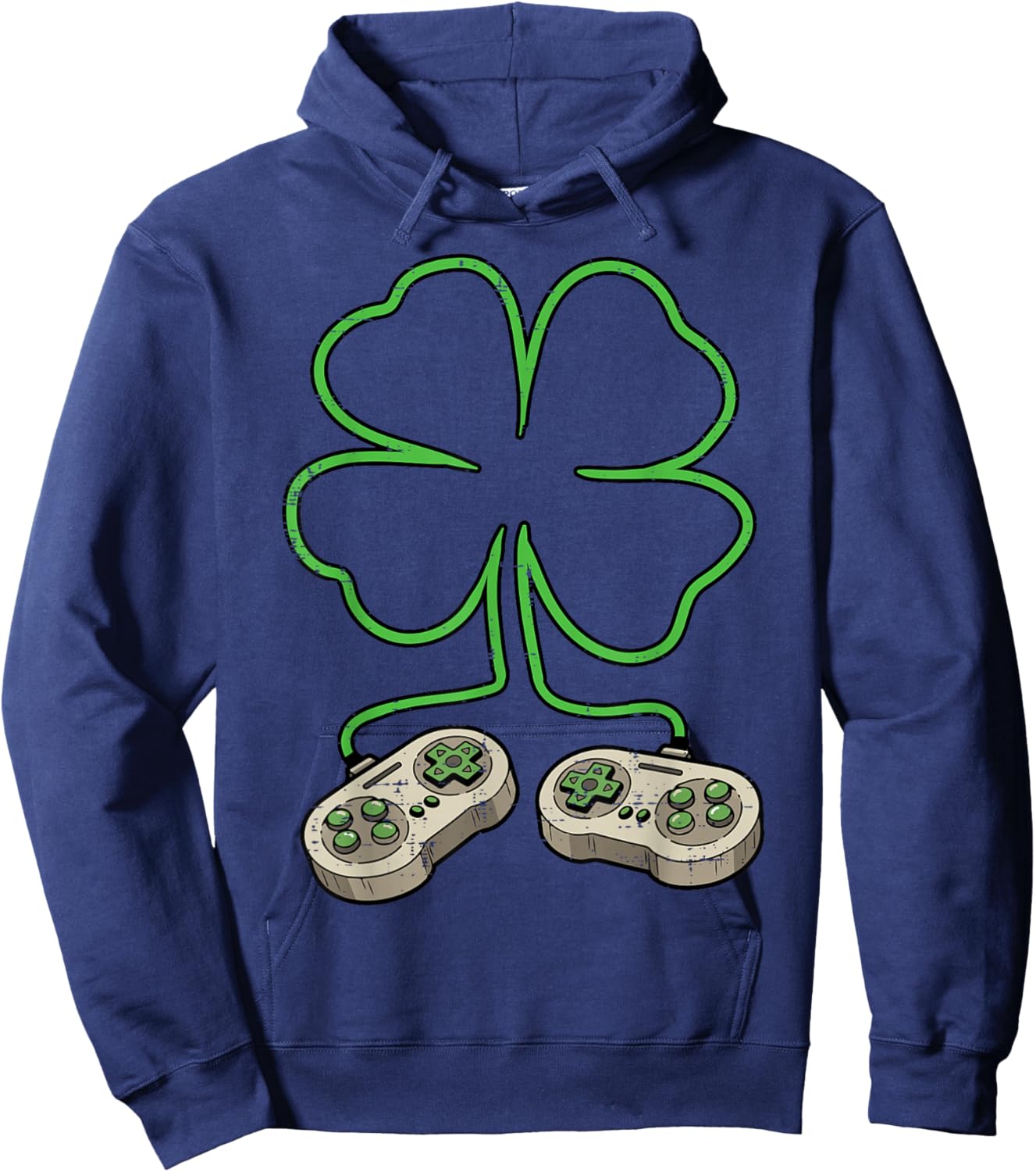 St Patricks Day Gamer Controller Saint Paddys Men Boys Kids Hoodie - Hoodie | Navy