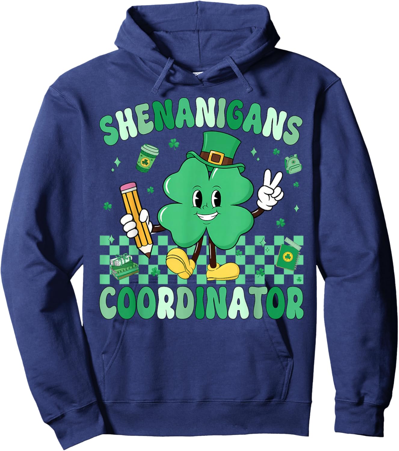 Shenanigans Coordinator Shamrock St Patrick's Day Teacher Hoodie - Hoodie | Navy