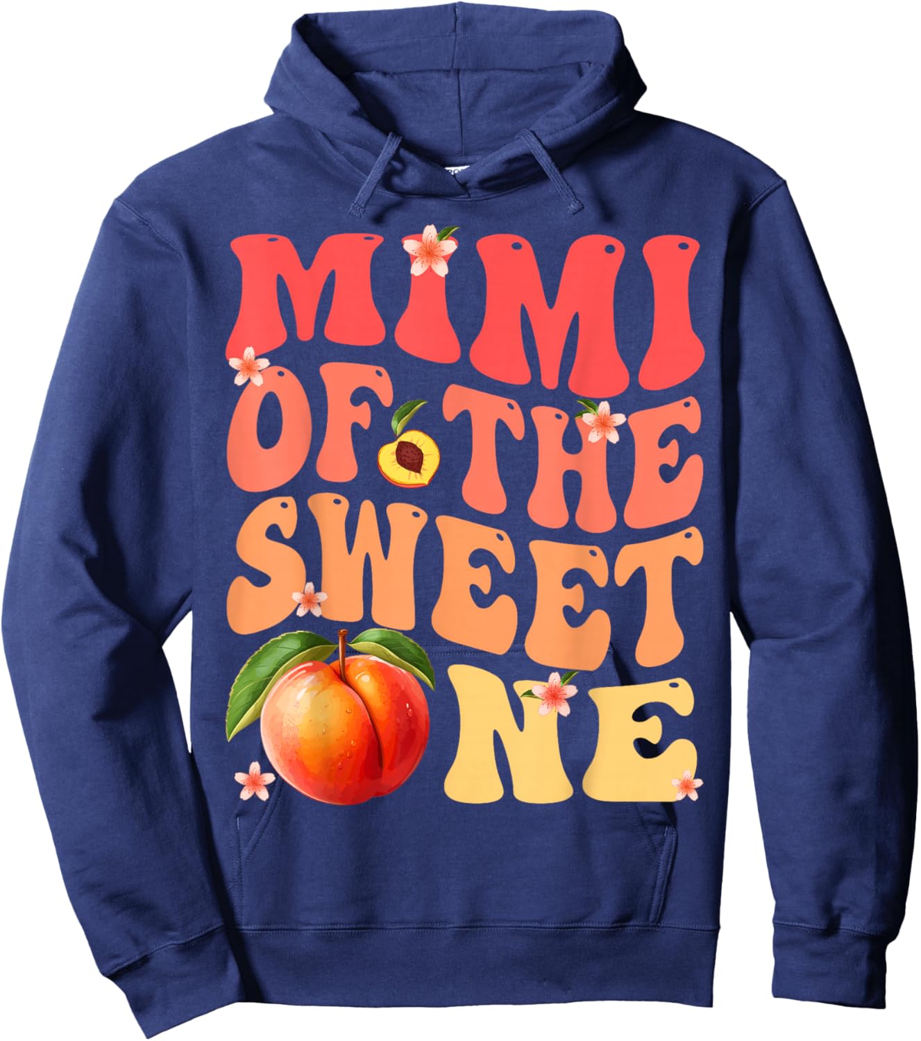 Mimi of The Sweet One 1St Birthday Girl Peach Groovy Hoodie - Hoodie | Navy