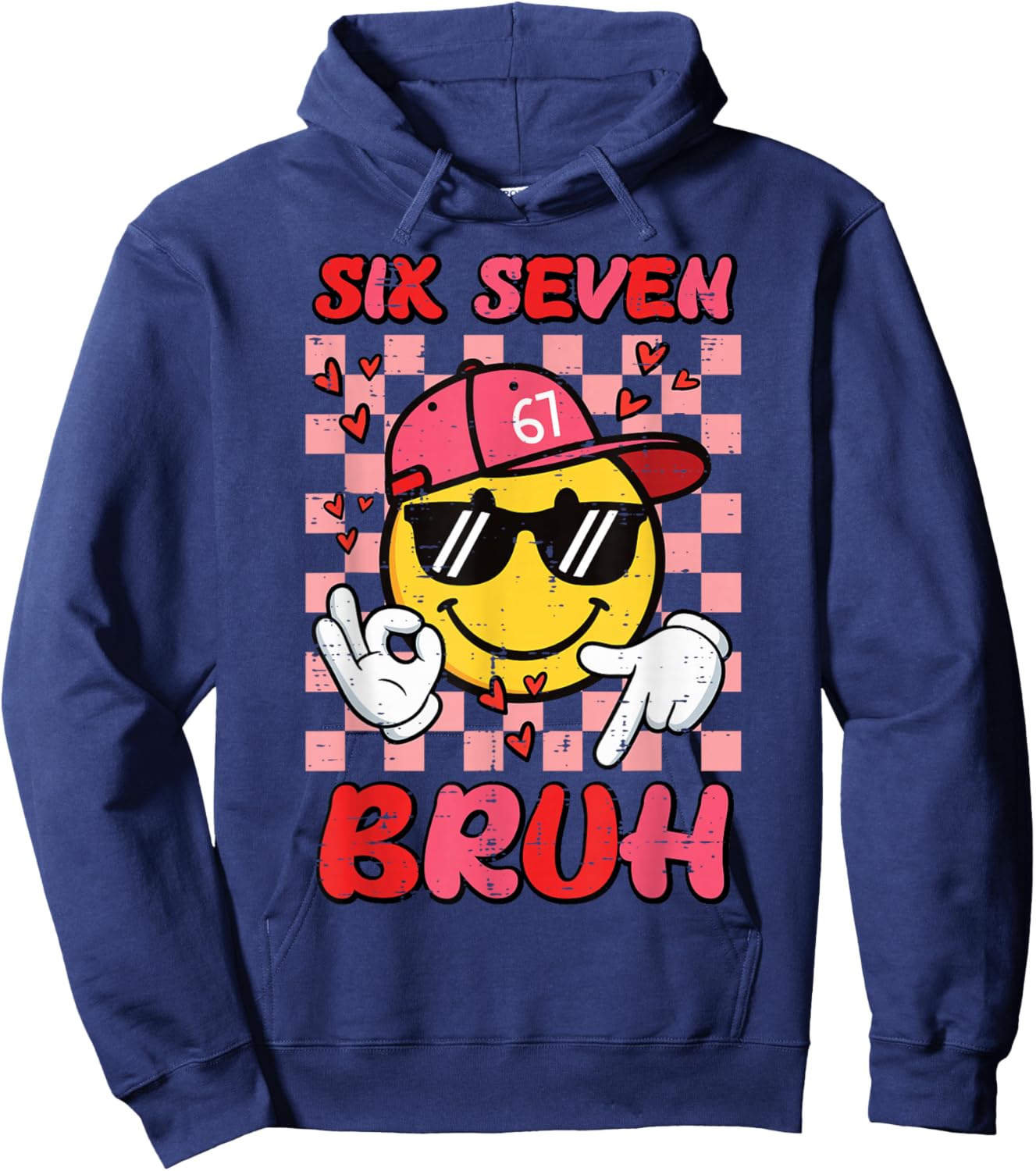 6 7 Valentines Day Six Seven Bruh 67 Meme Kids Boys Youth Hoodie - Hoodie | Navy