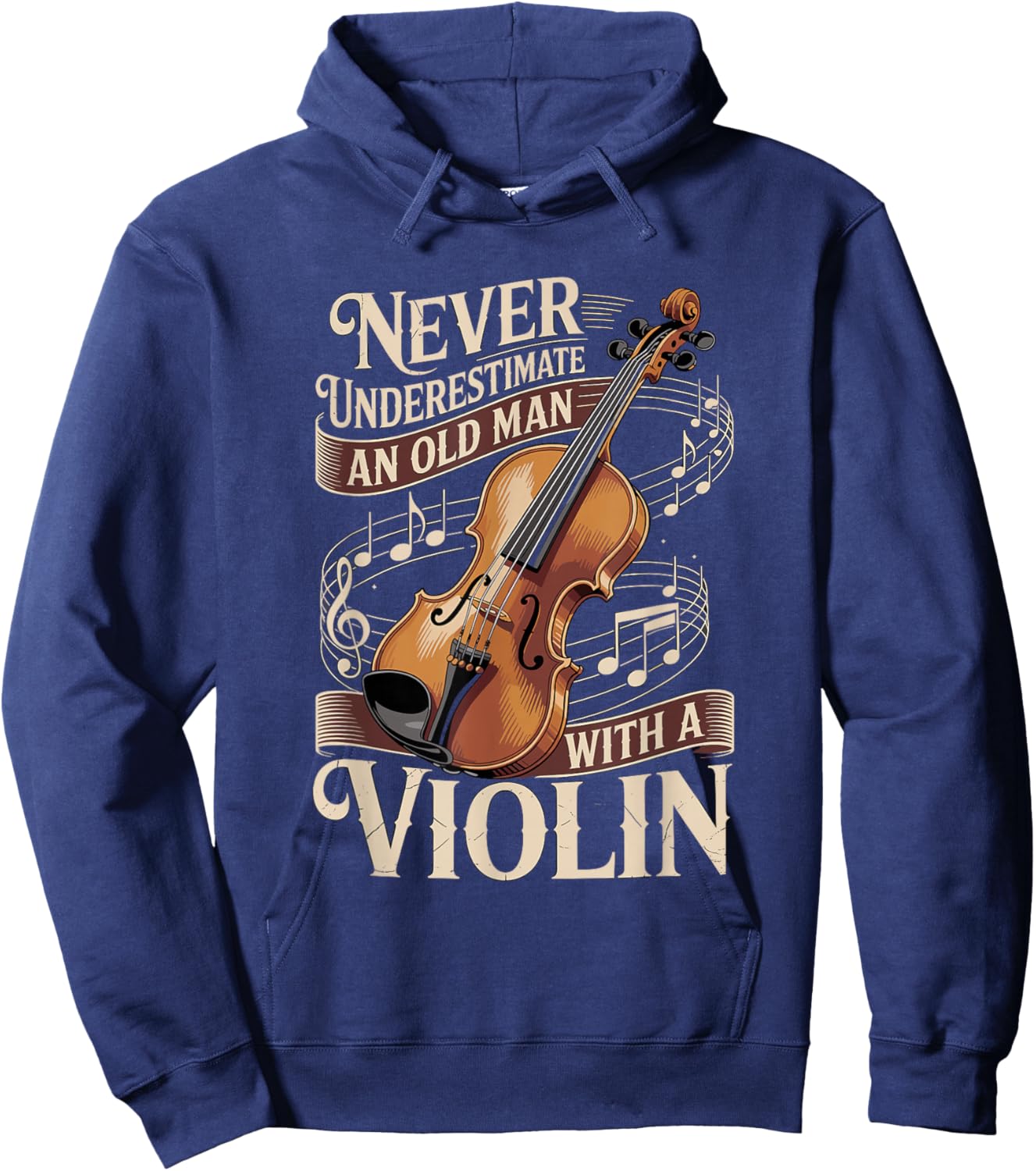 Never Underestimate an Old Man with A Violin Music Hoodie - Hoodie | Navy