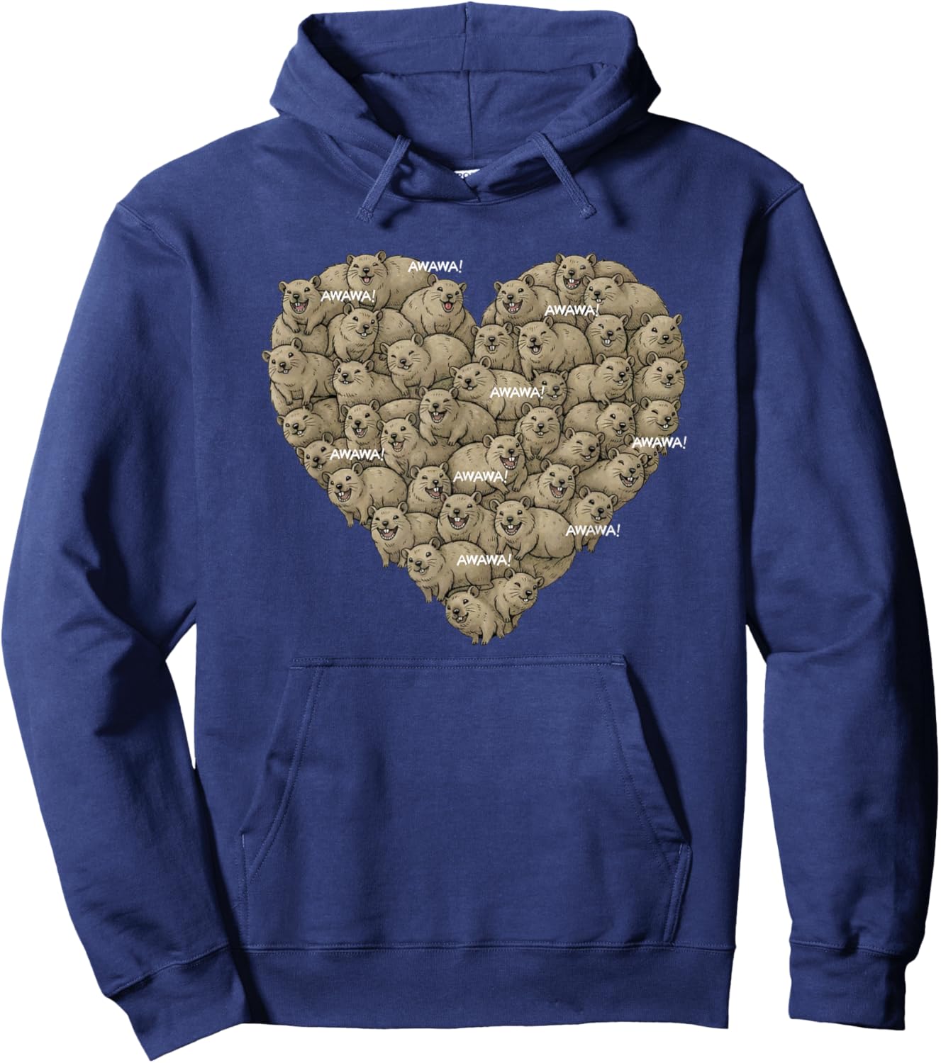 Rock Hyrax Awawa Heart Cluster Valentines Day Funny Cute Hoodie - Hoodie | Navy