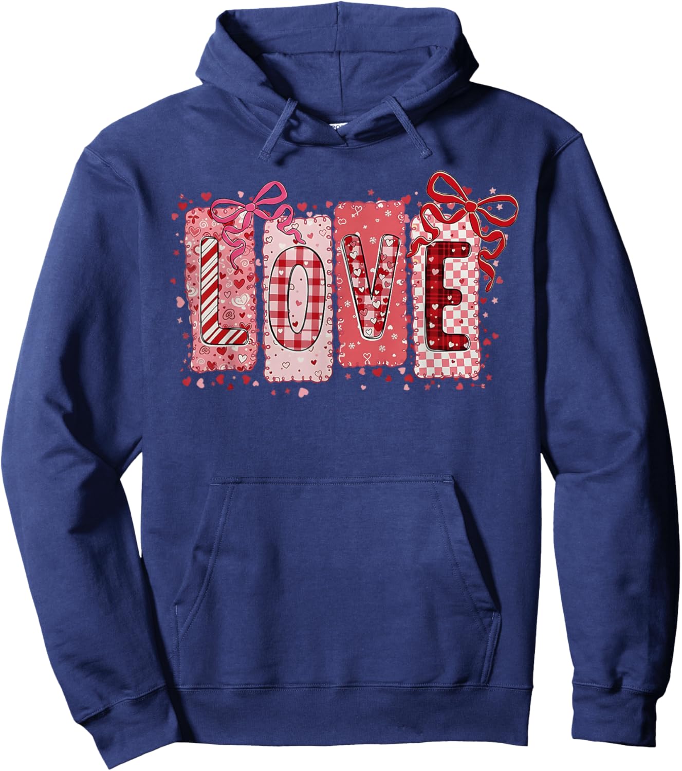 Preppy Valentine Pink Coquette Bow Love Women Girls Kids Hoodie - Hoodie | Navy