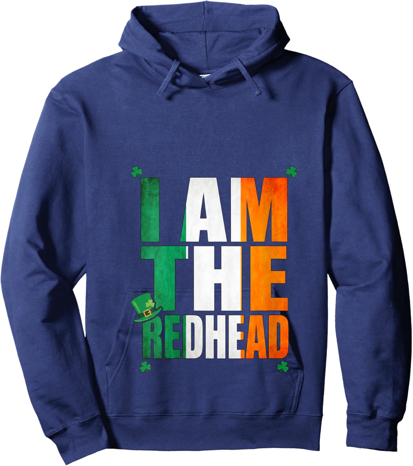 Women's Irish Flag I am The Redhead St Patrick’s Day Leprechaun Hat V-Neck Hoodie - Hoodie | Navy