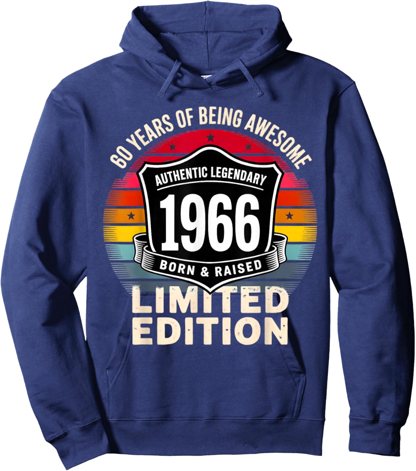 Vintage 1966 60th Birthday Gift Men Women 60 Years Old Hoodie - Hoodie | Navy