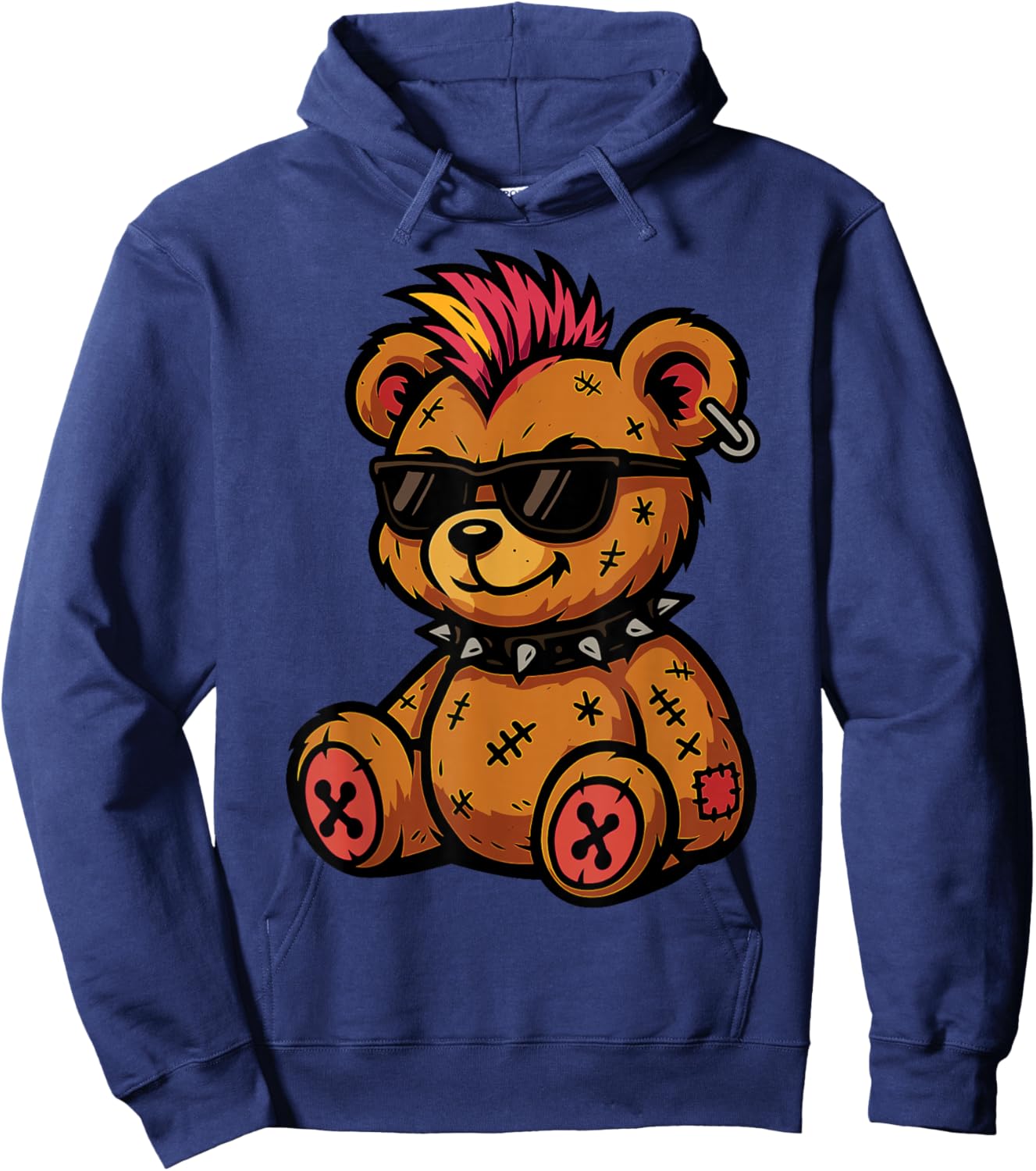 Punk Rocker Teddy Bear Funny Rock Music Punk Rock Lover Hoodie - Hoodie | Navy